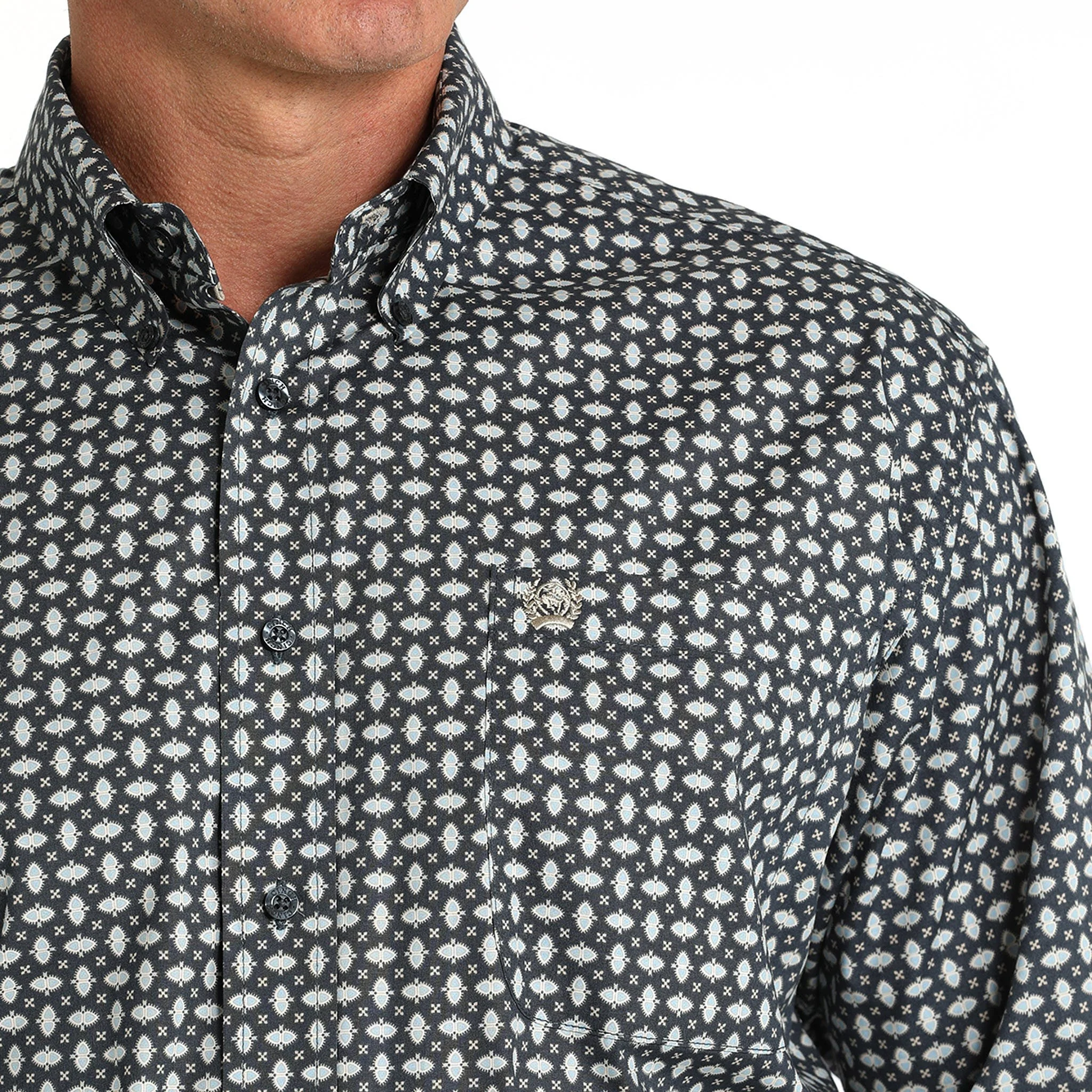 Cinch Classic Fit Long Sleeve Men's Cotton Print Shirt - Blue - Image 2