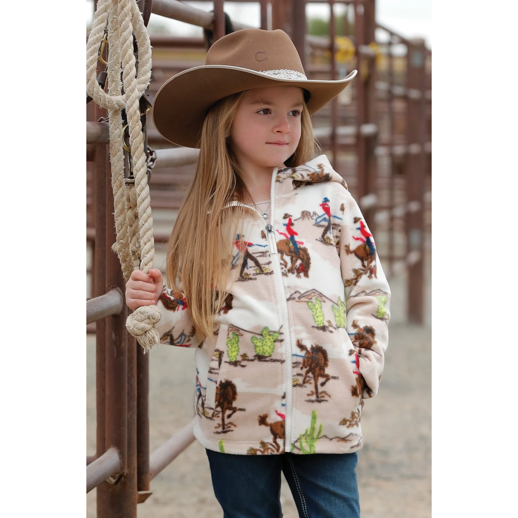 Cinch Girls Polar Fleece Zip Up Hoodie - Cream