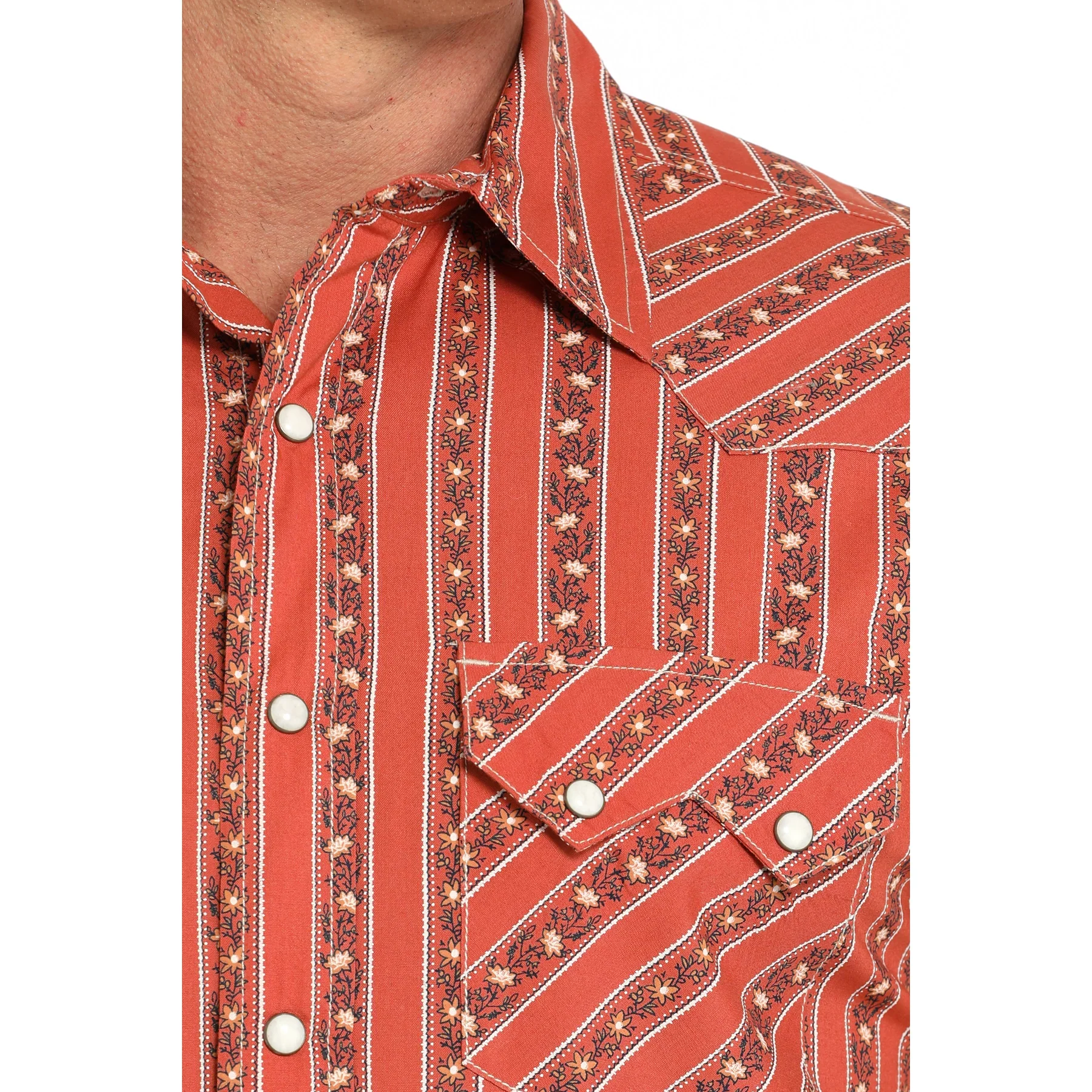 Cinch Long Sleeve Modern Fit Men's Shirt - Orange - Image 2