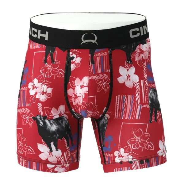 **Cinch Men's 6" Angus Boxer Brief- Red