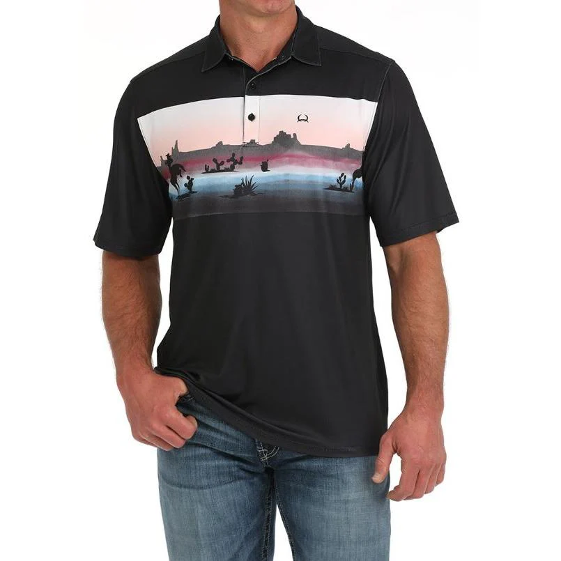 Cinch Mens Short Sleeve Arenaflex Polo -Black