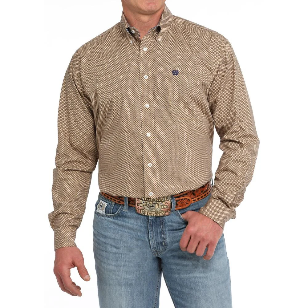 Cinch Men's Geometric Print Long Sleeve Western Shirt - Gold
