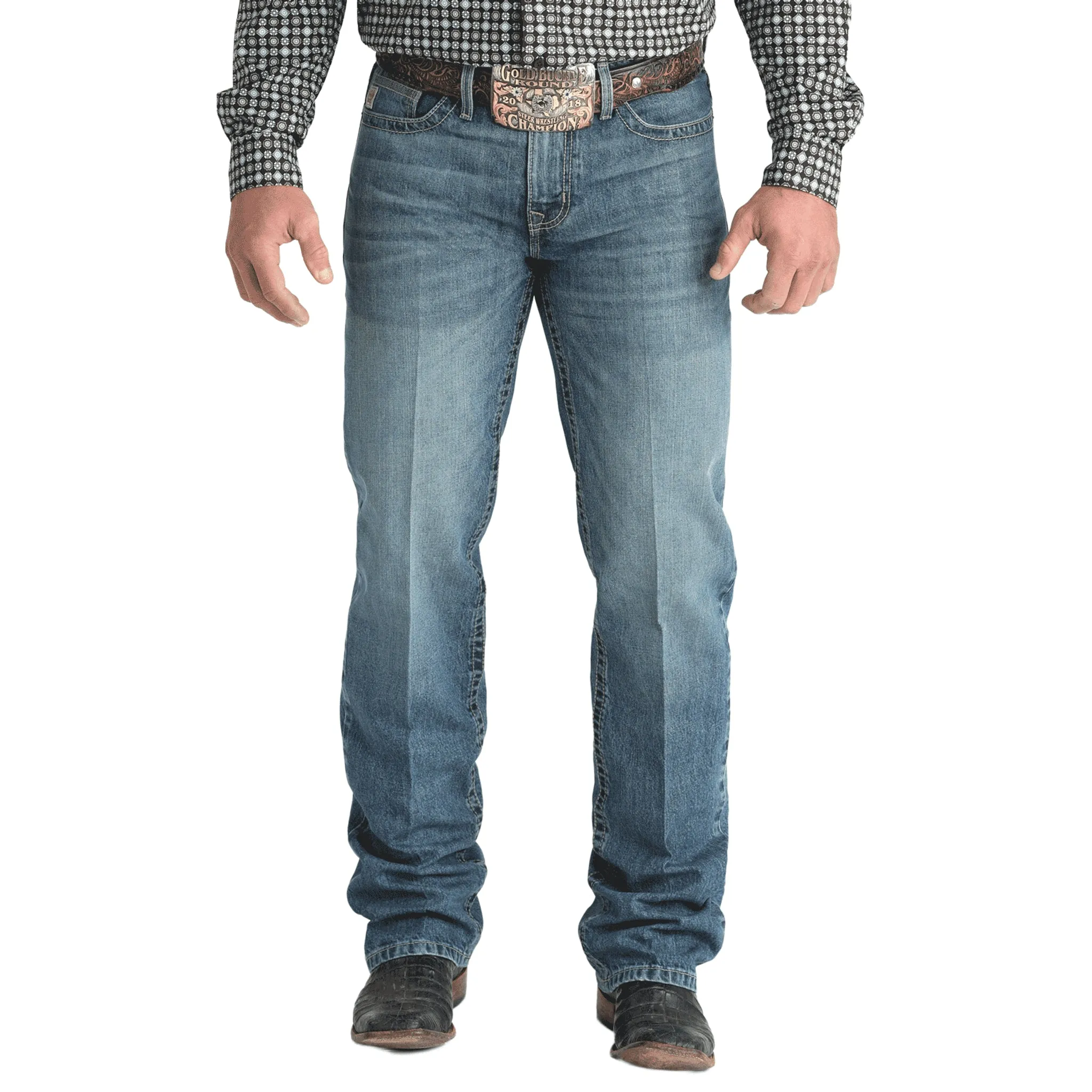 Cinch Men's Grant Medium Stone Boot Cut Jeans - Indigo