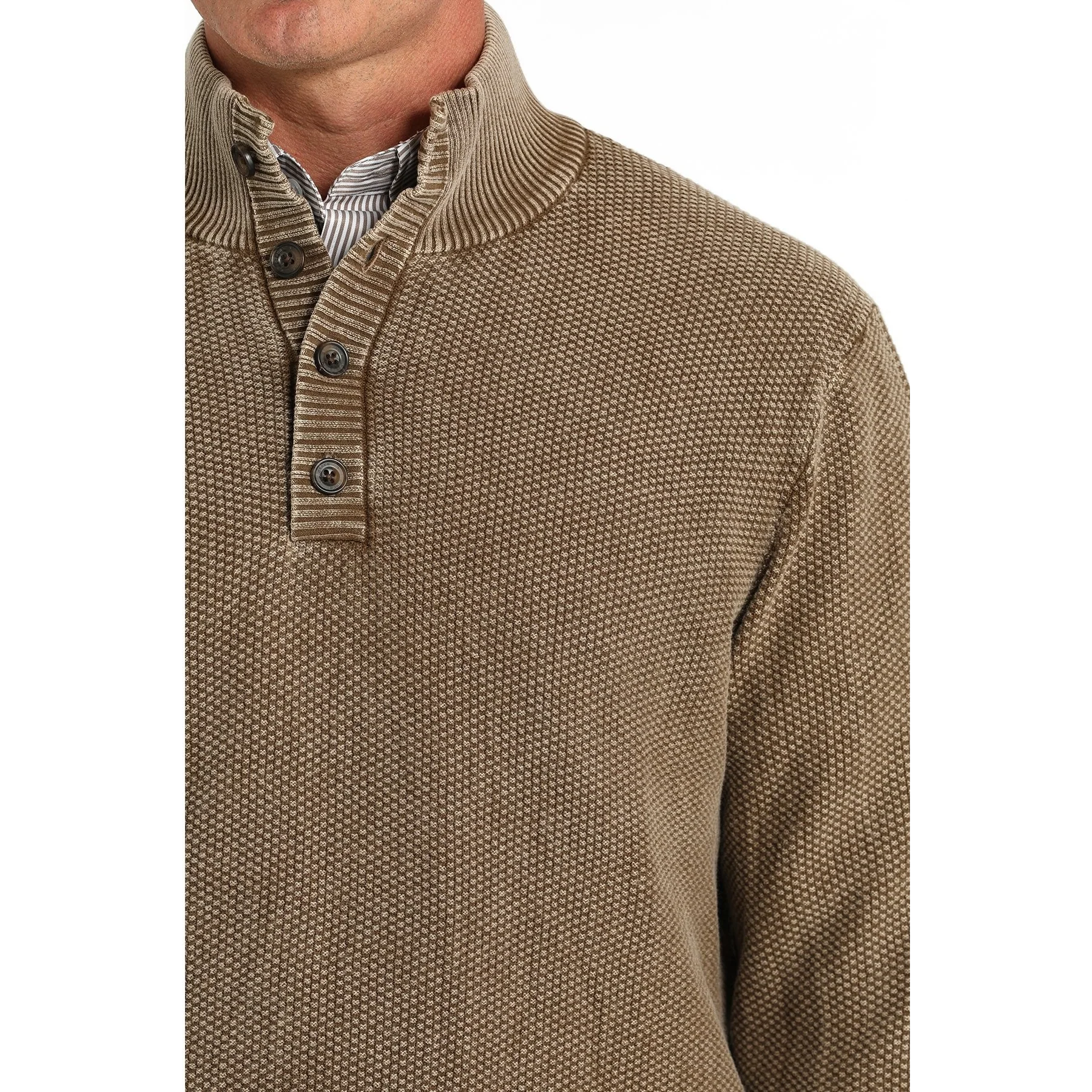 Cinch Men's Jacquard  Pullover Sweater - Brown - Image 3