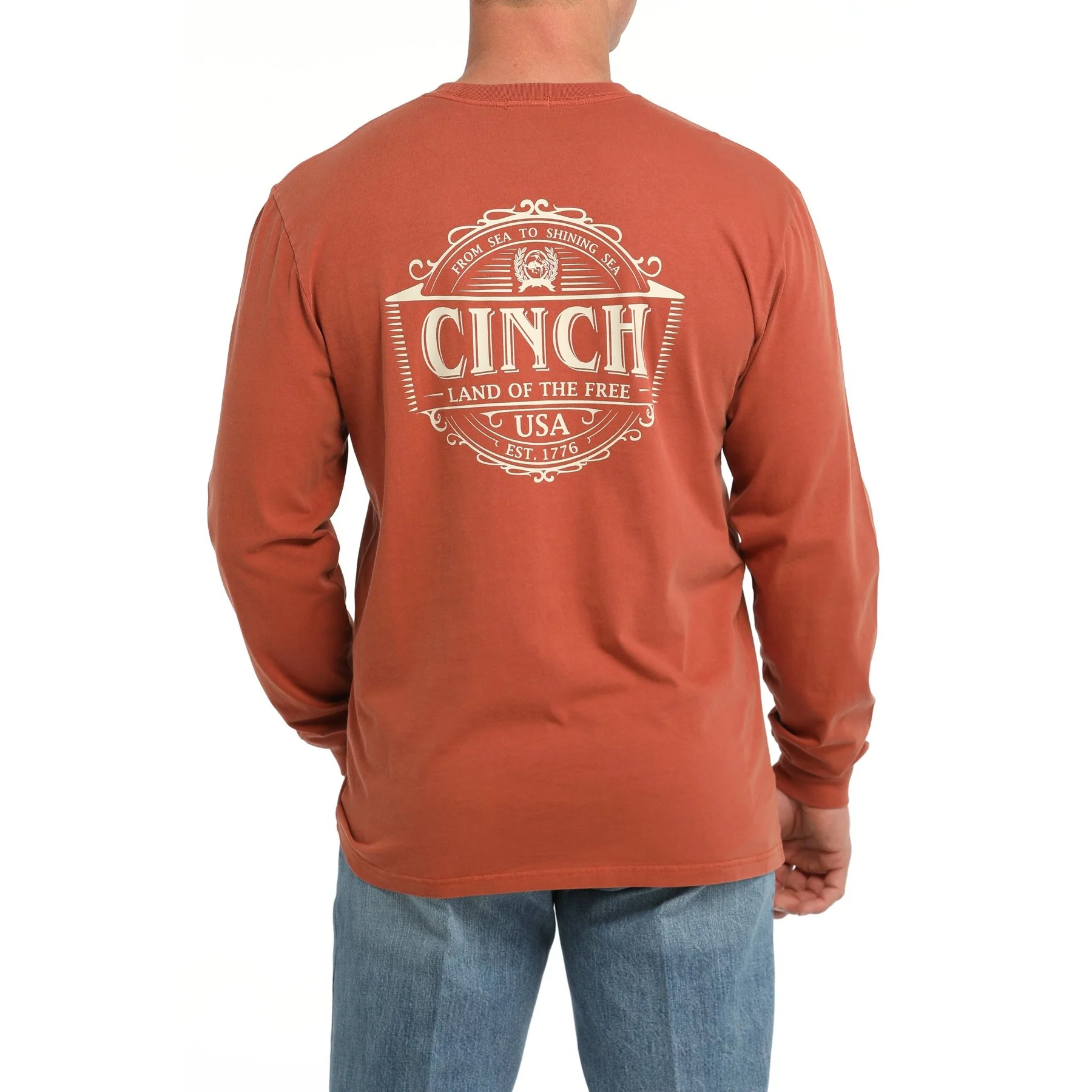 Cinch Men's Land Of The Free Long Sleeve Shirt - Orange - Image 2
