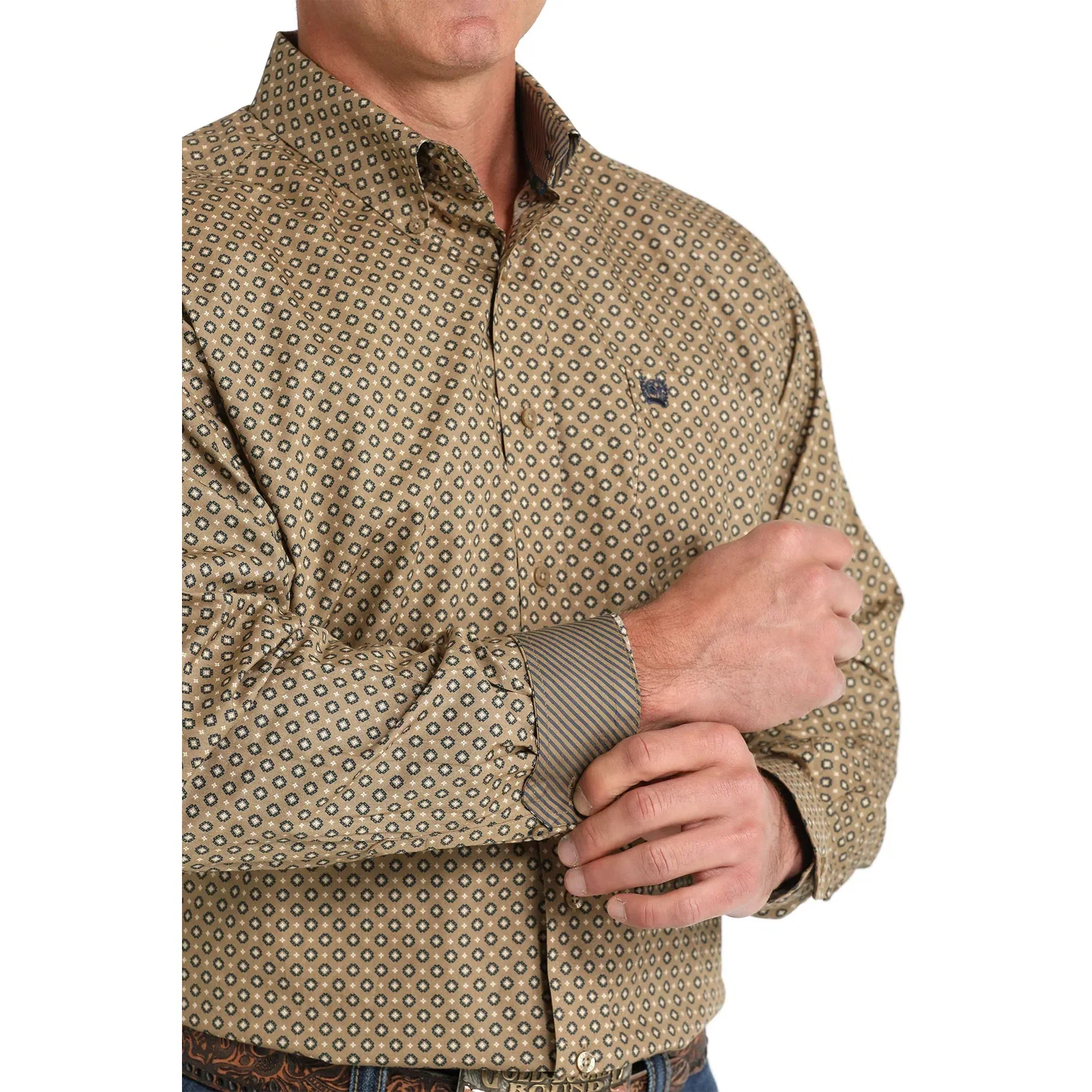 Cinch Men's Long Sleeve Geometric Button Down Western Shirt - Brown - Image 2