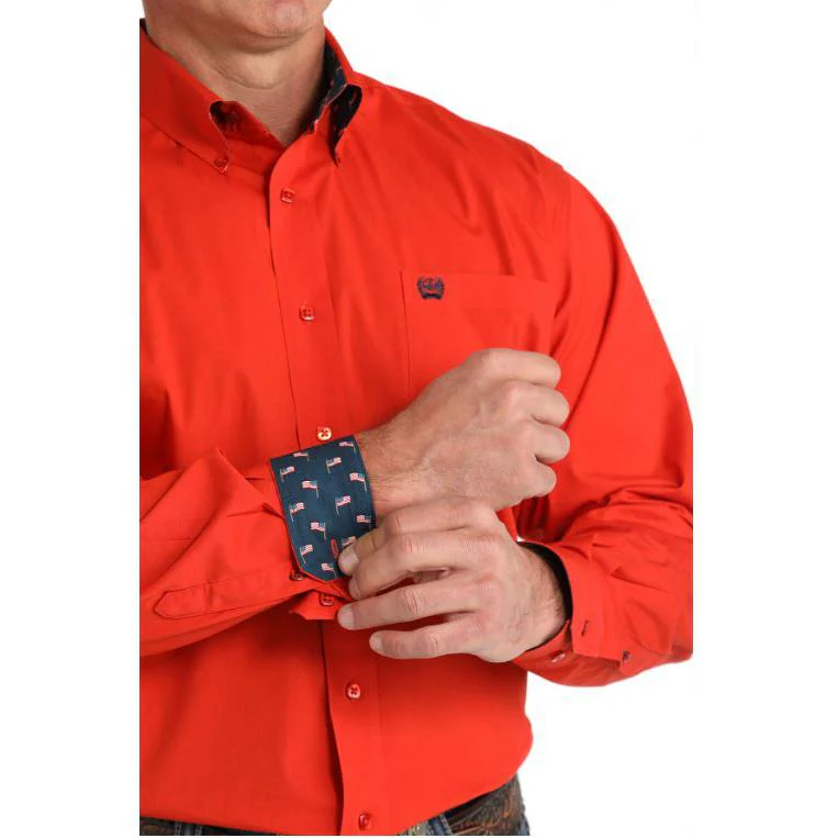 Cinch Men's Long Sleeve Geometric Button Down Western Shirt - Red - Image 2