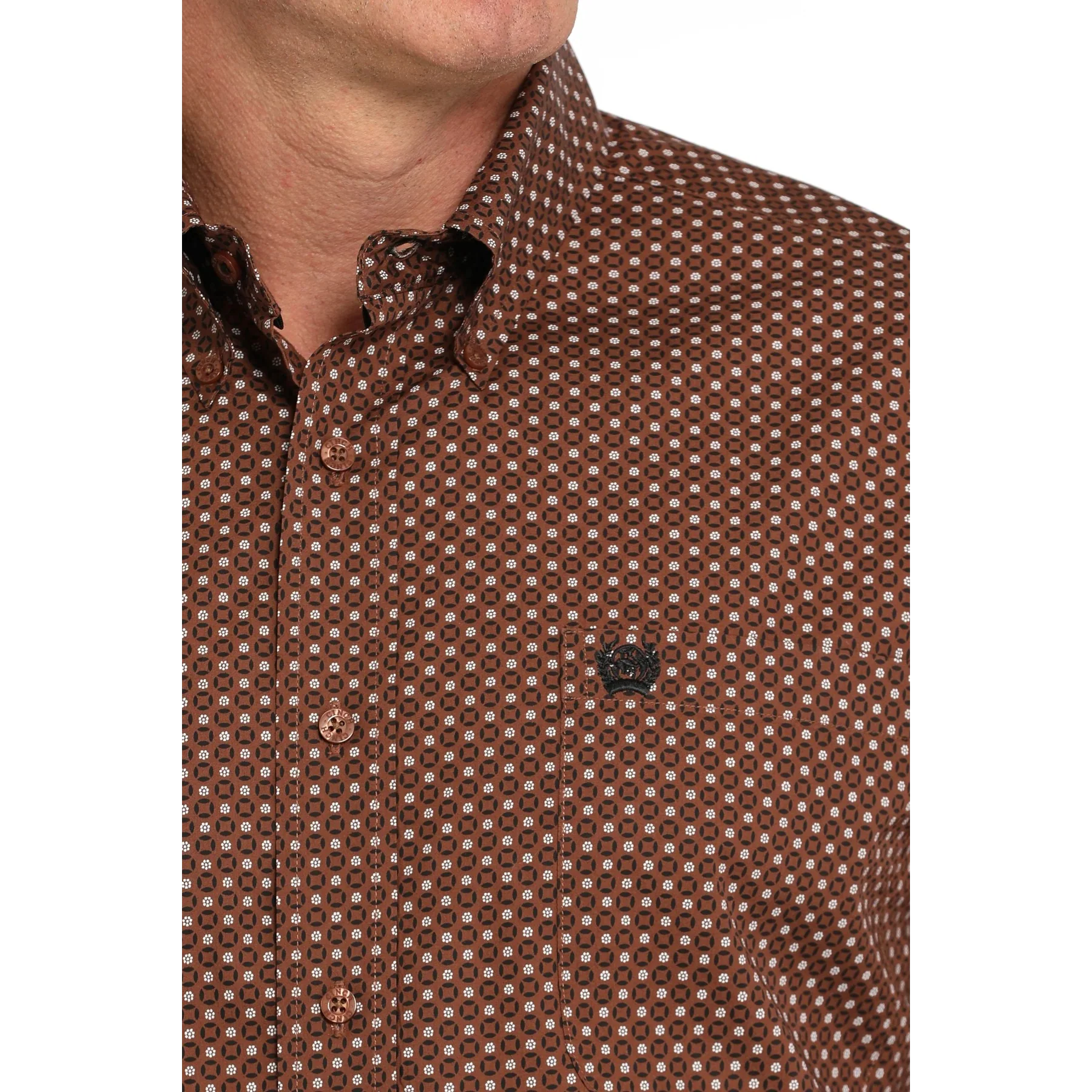 Cinch Men's Long Sleeve Geometric Print Shirt - Brown - Image 2