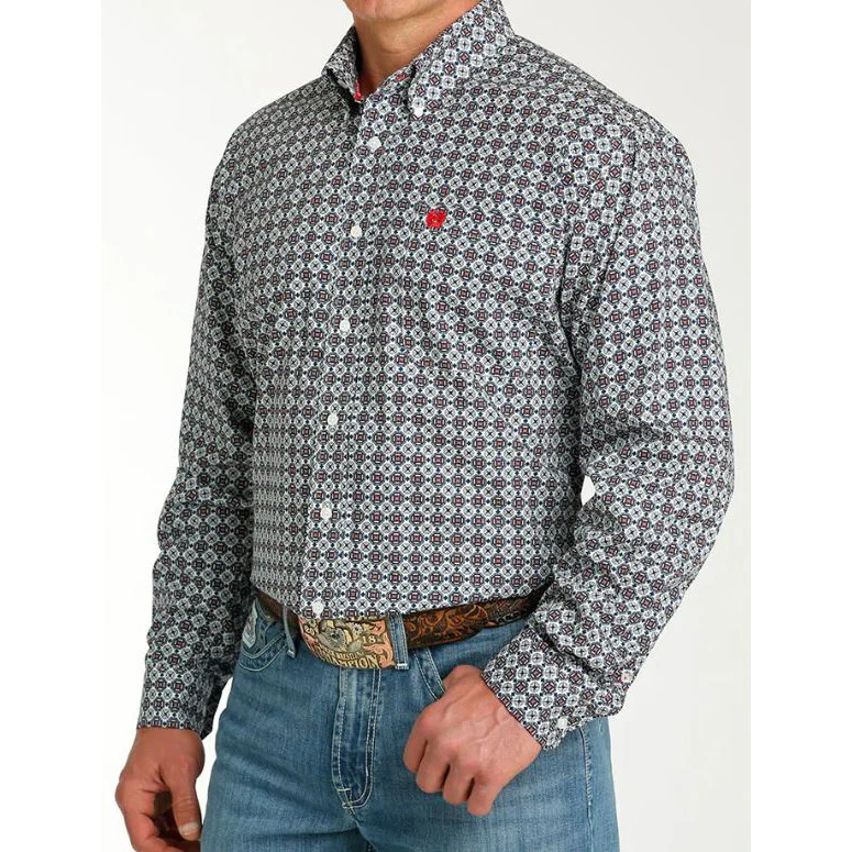 Cinch Men's Long Sleeve Medallion Shirt - White - Image 2