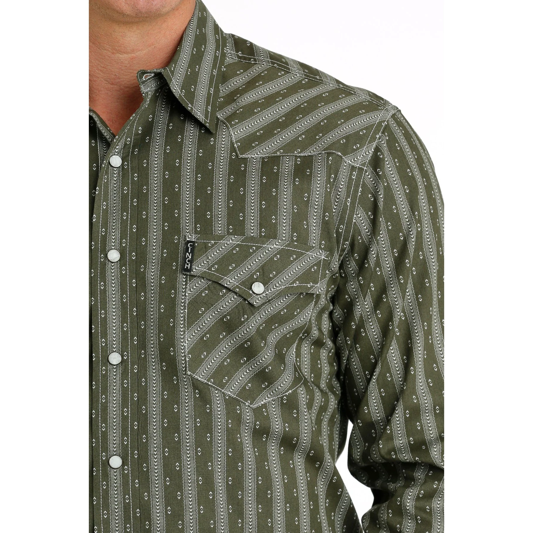 Cinch Men's Long Sleeve Modern Fit Print Shirt - Olive - Image 2
