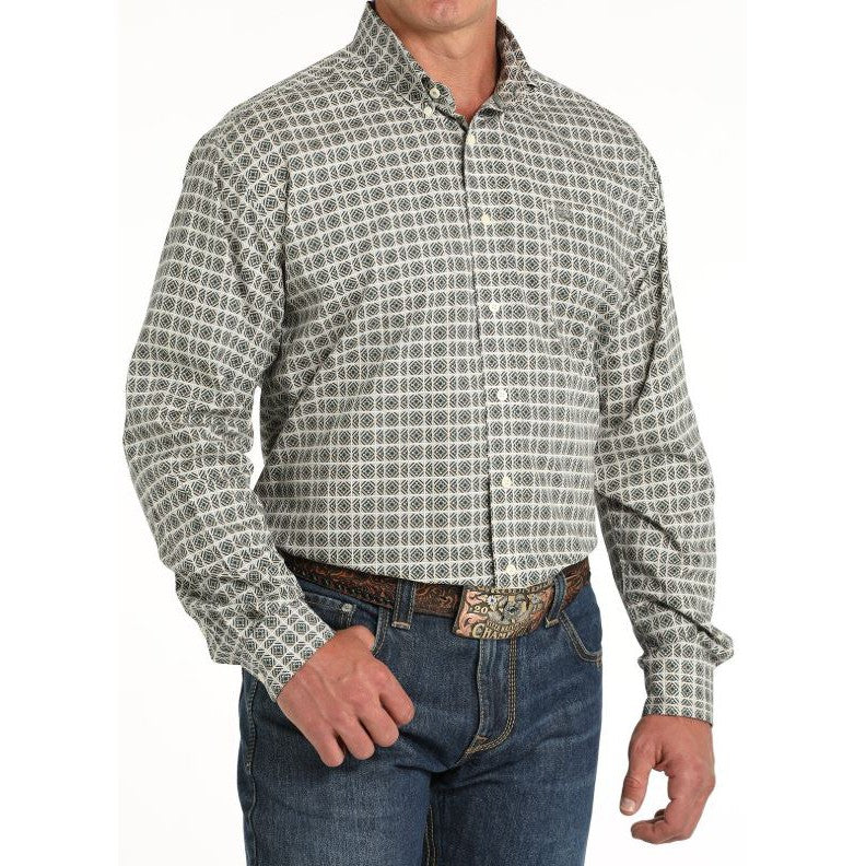 Cinch Men's Long Sleeve Plaid Button Down Western Shirt-Cream - Image 2