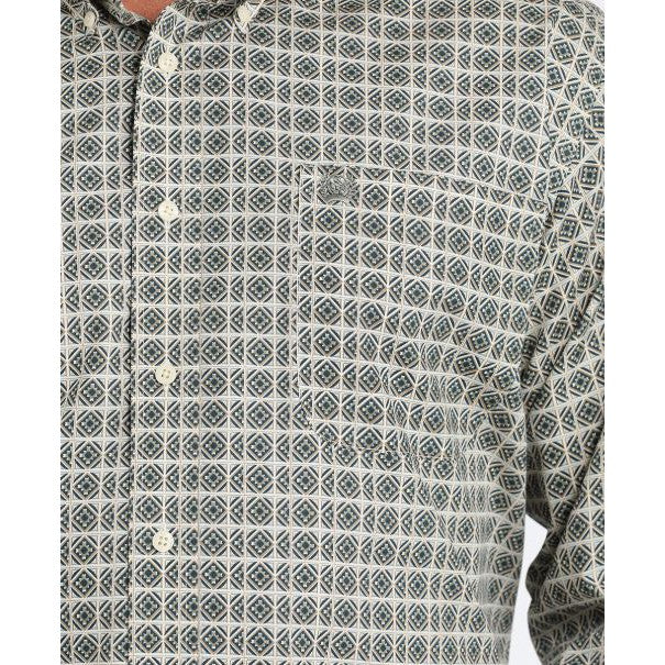 Cinch Men's Long Sleeve Plaid Button Down Western Shirt-Cream - Image 3