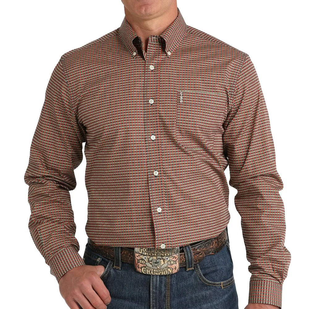 Cinch Men's Long Sleeve Plaid Button Down Western Shirt- Navy