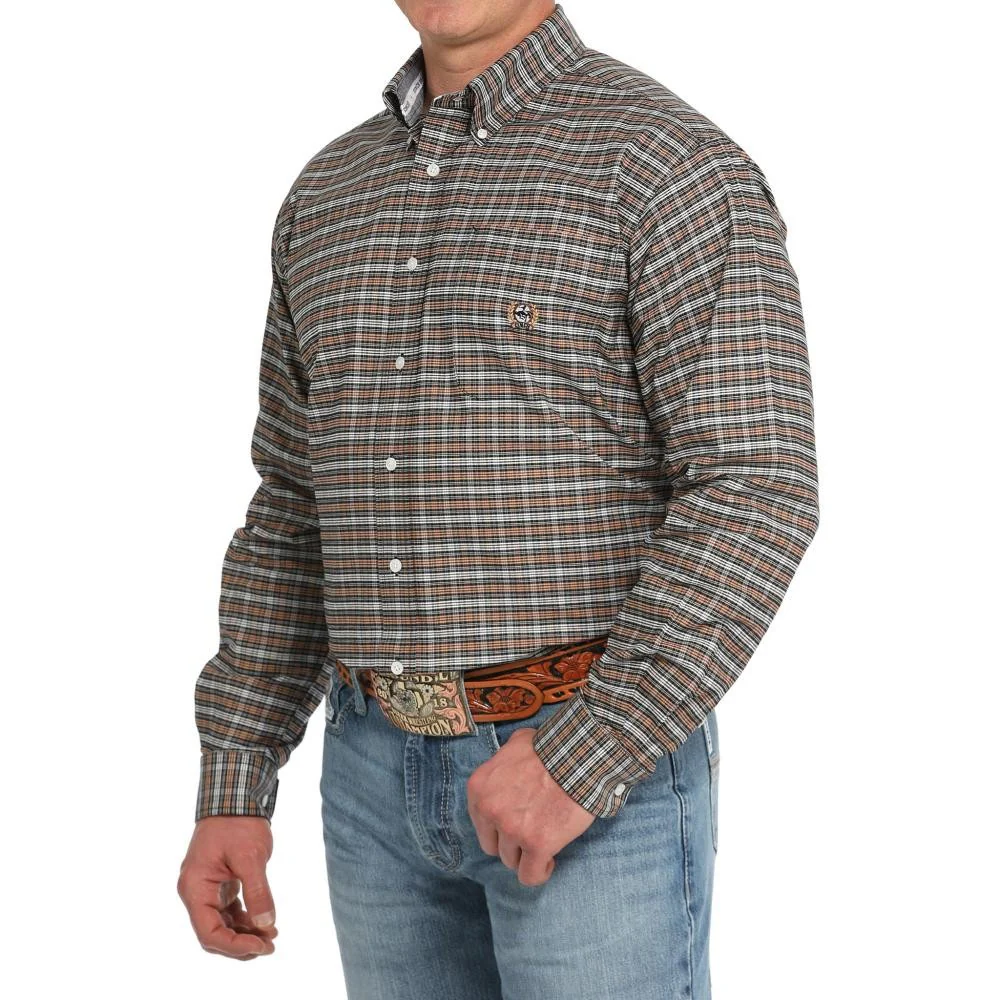 Cinch Men's Long Sleeve Plaid Oxford Shirt- Black - Image 3