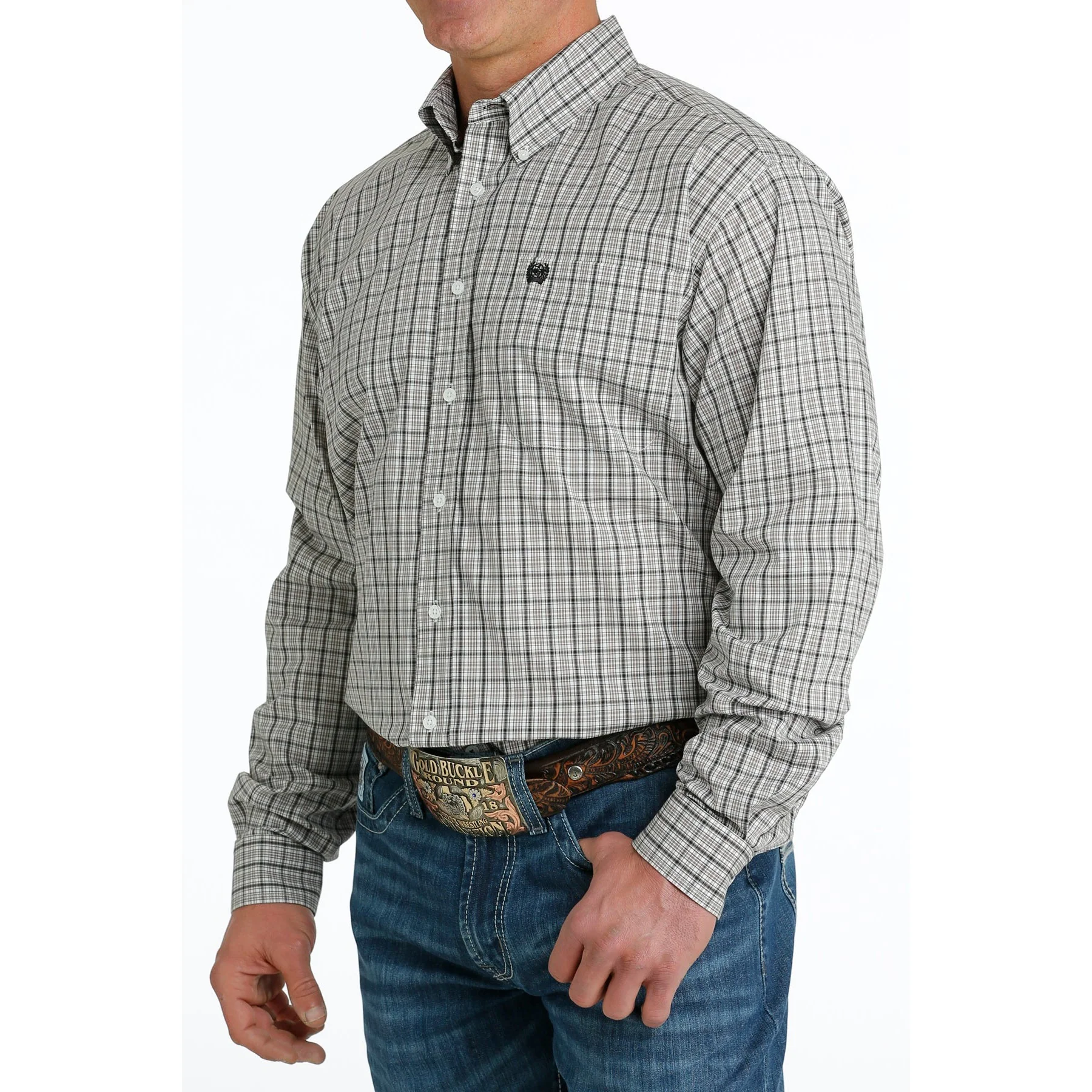 Cinch Men's Long Sleeve Plaid Shirt - White - Image 4