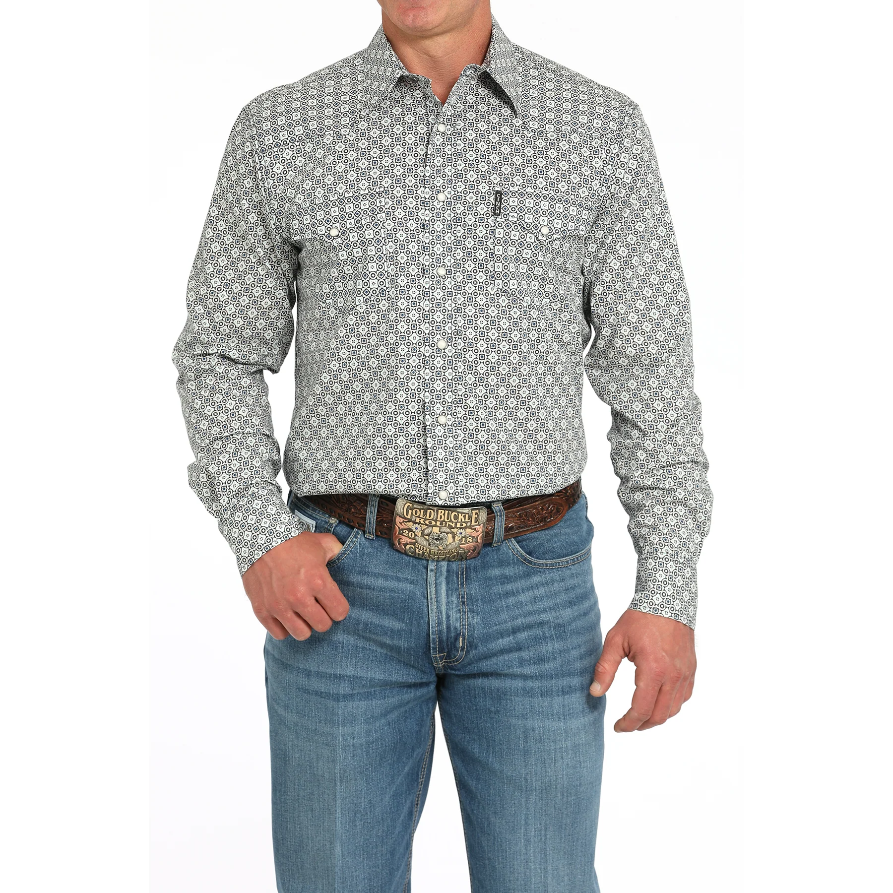 Cinch Men's Long  Sleeve Print Modern Shirt- Multi