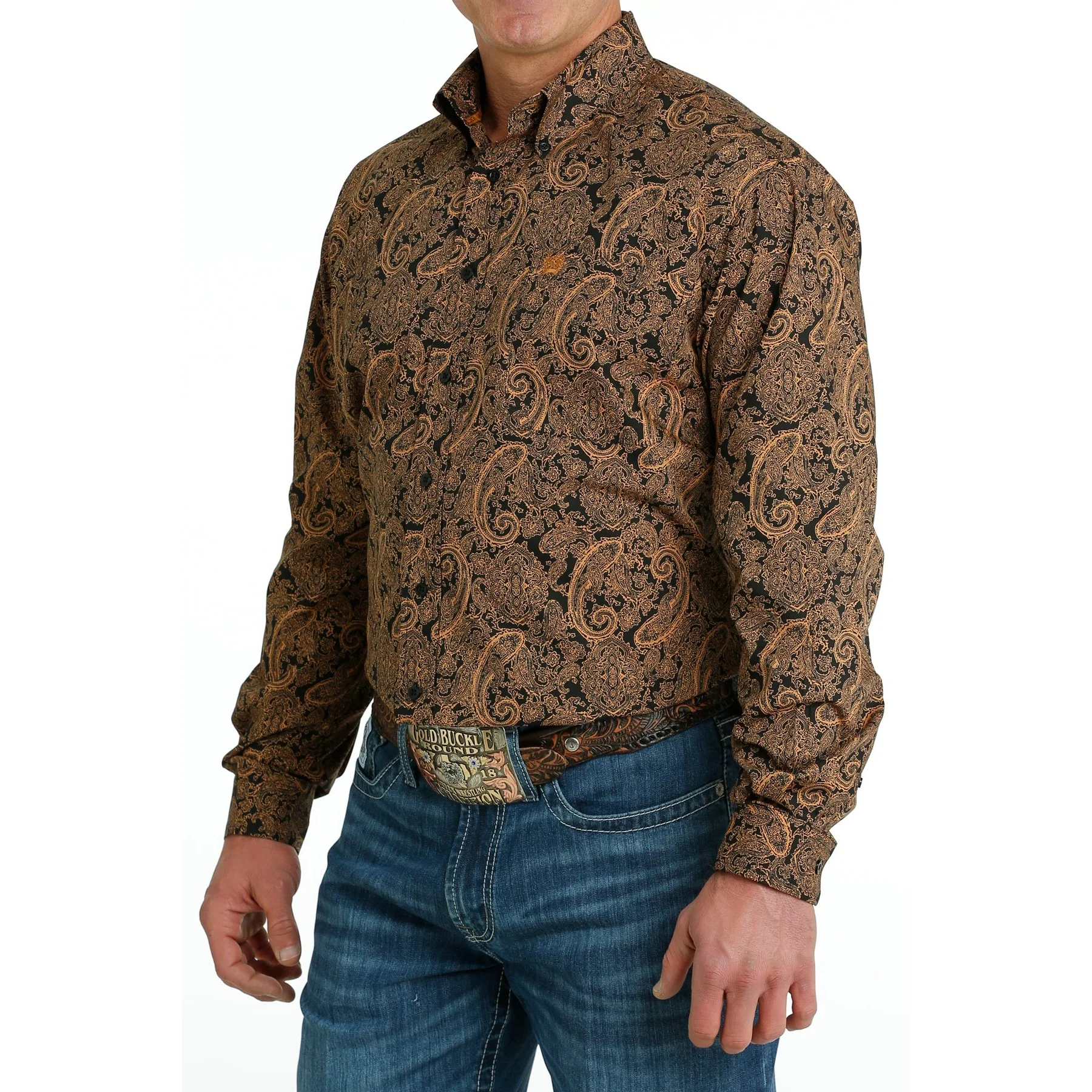 Cinch Men's Long Sleeve Print Shirt - Black