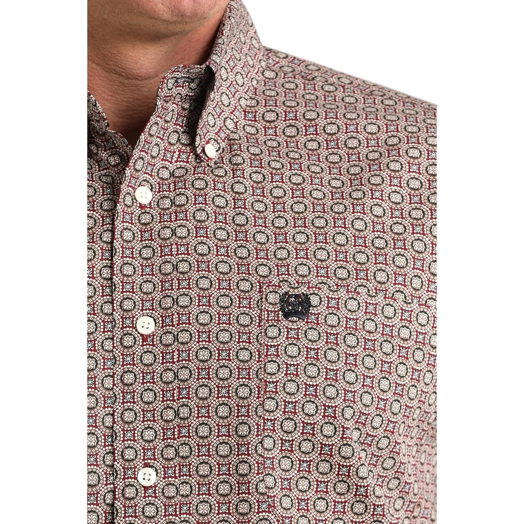 Cinch Men's Long Sleeve Print Shirt - Burgundy - Image 2