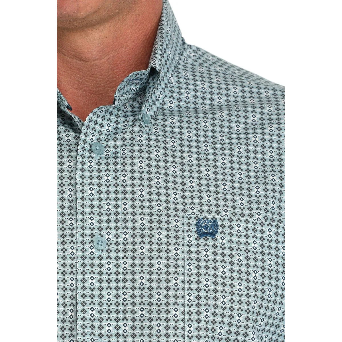 Cinch Men's Long Sleeve Print Shirt- Green - Image 2