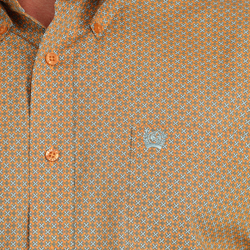 Cinch Men's Long Sleeve Print Shirt- Orange - Image 2