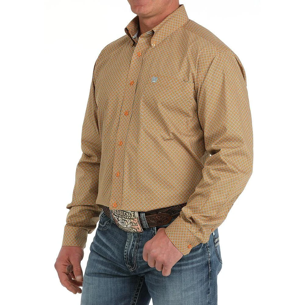 Cinch Men's Long Sleeve Print Shirt- Orange - Image 3