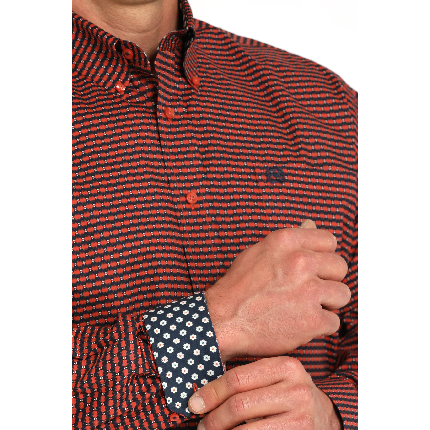 Cinch Men's Long Sleeve Print Shirt-Red - Image 2