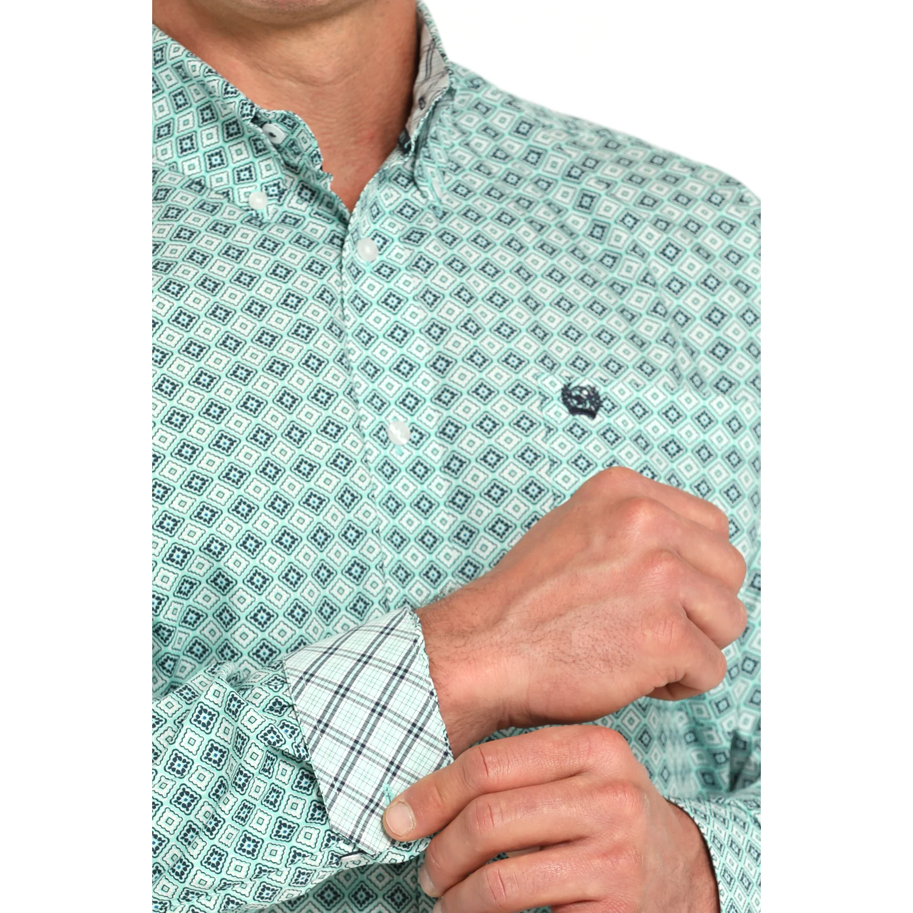 Cinch Men's Long Sleeve Print Shirt-Turquoise - Image 2
