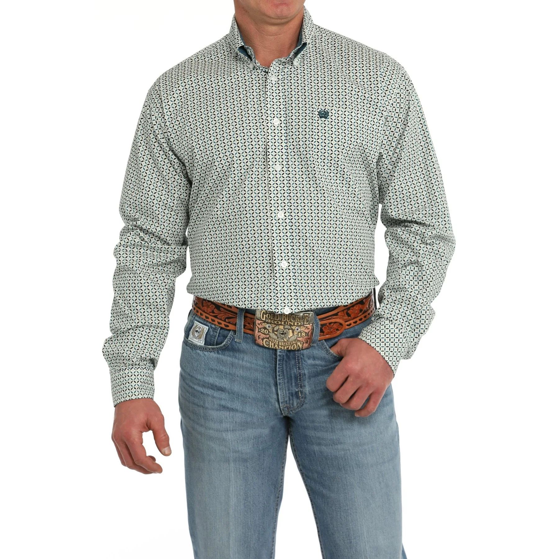 Cinch Men's Long Sleeve Print Shirt - White - Image 2