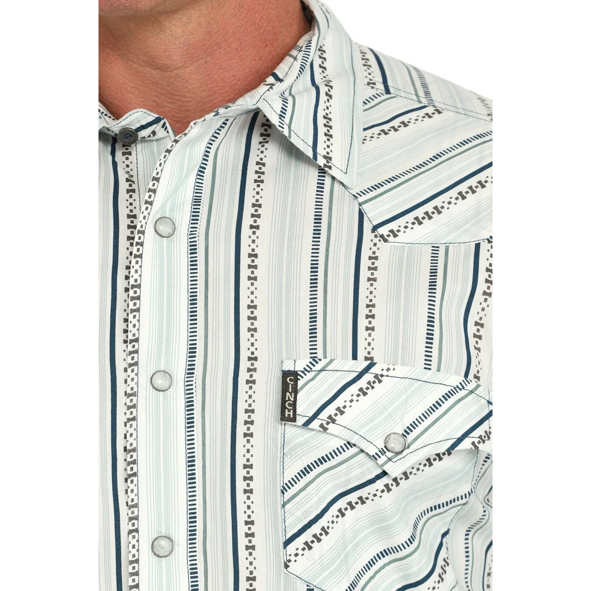 Cinch Men's Long Sleeve Print Shirt- White - Image 2