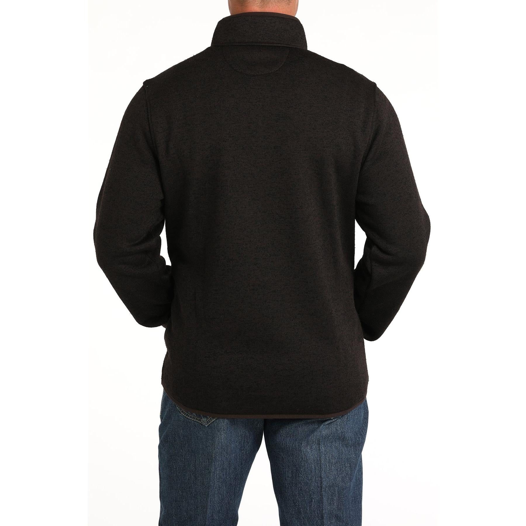 Cinch Men's Long Sleeve 1/4 snap Pullover Sweater- Brown - Image 2
