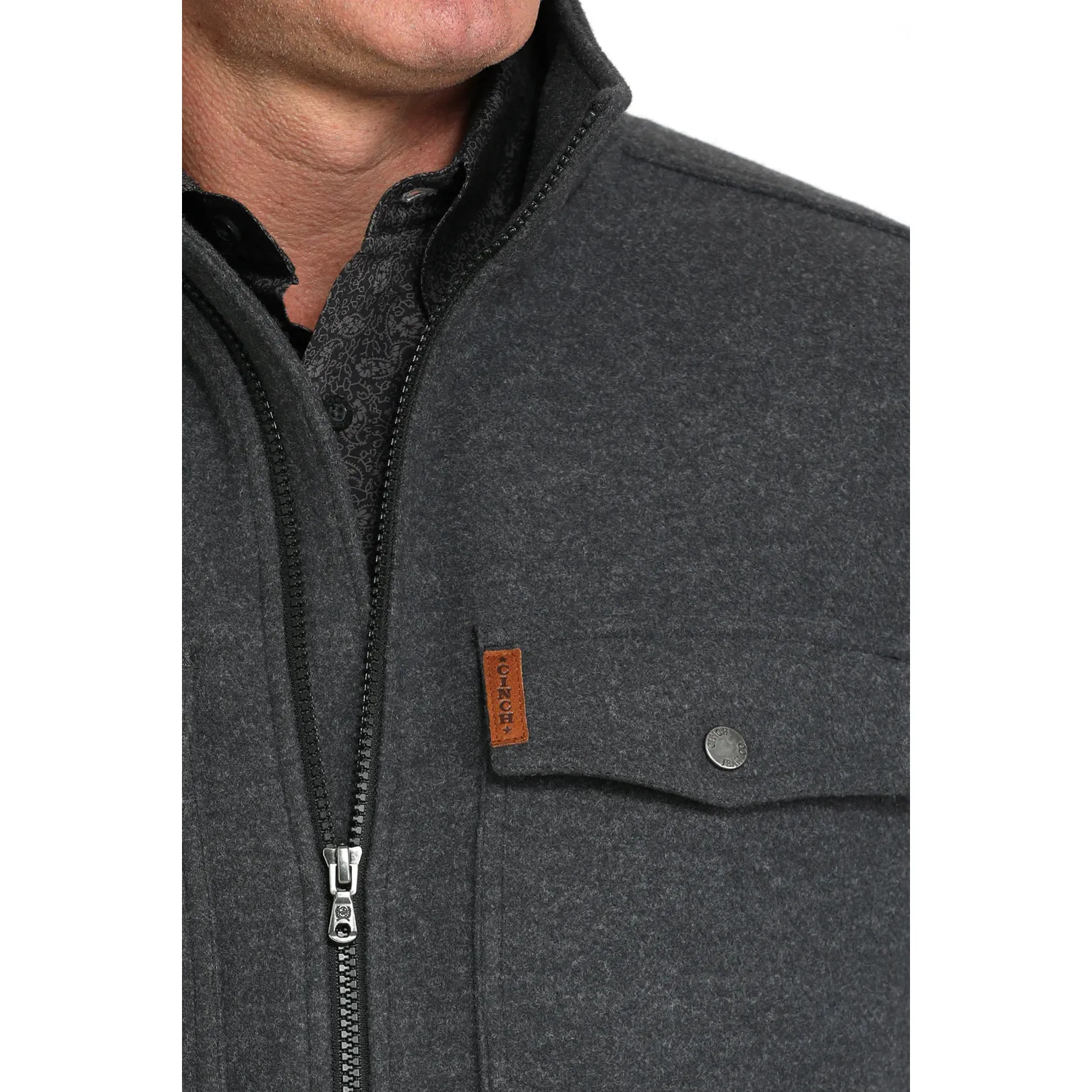 Cinch Men's Long Sleeve Shirt Jacket- Charcoal - Image 2
