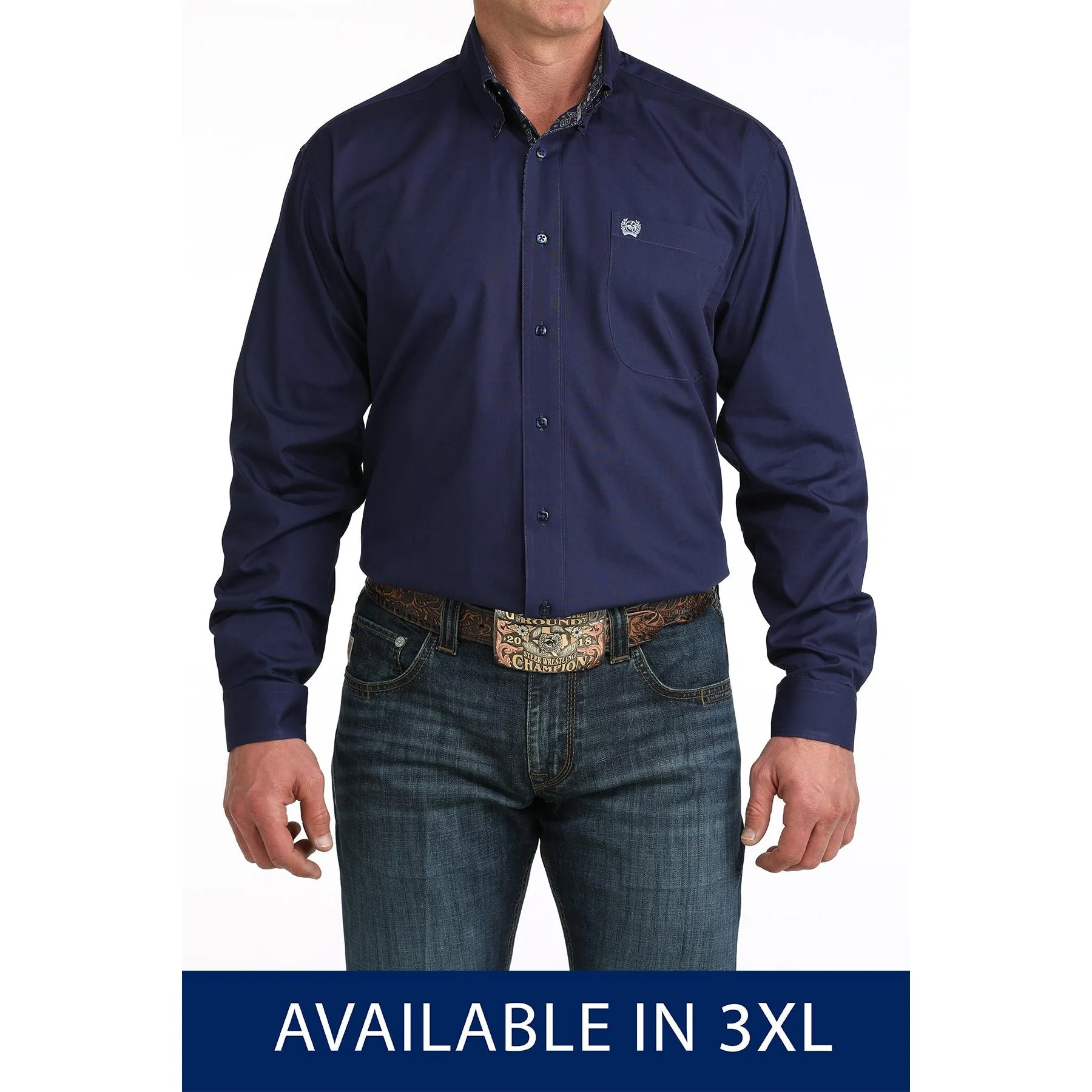 Cinch Men's Long Sleeve Shirt- Royal Blue