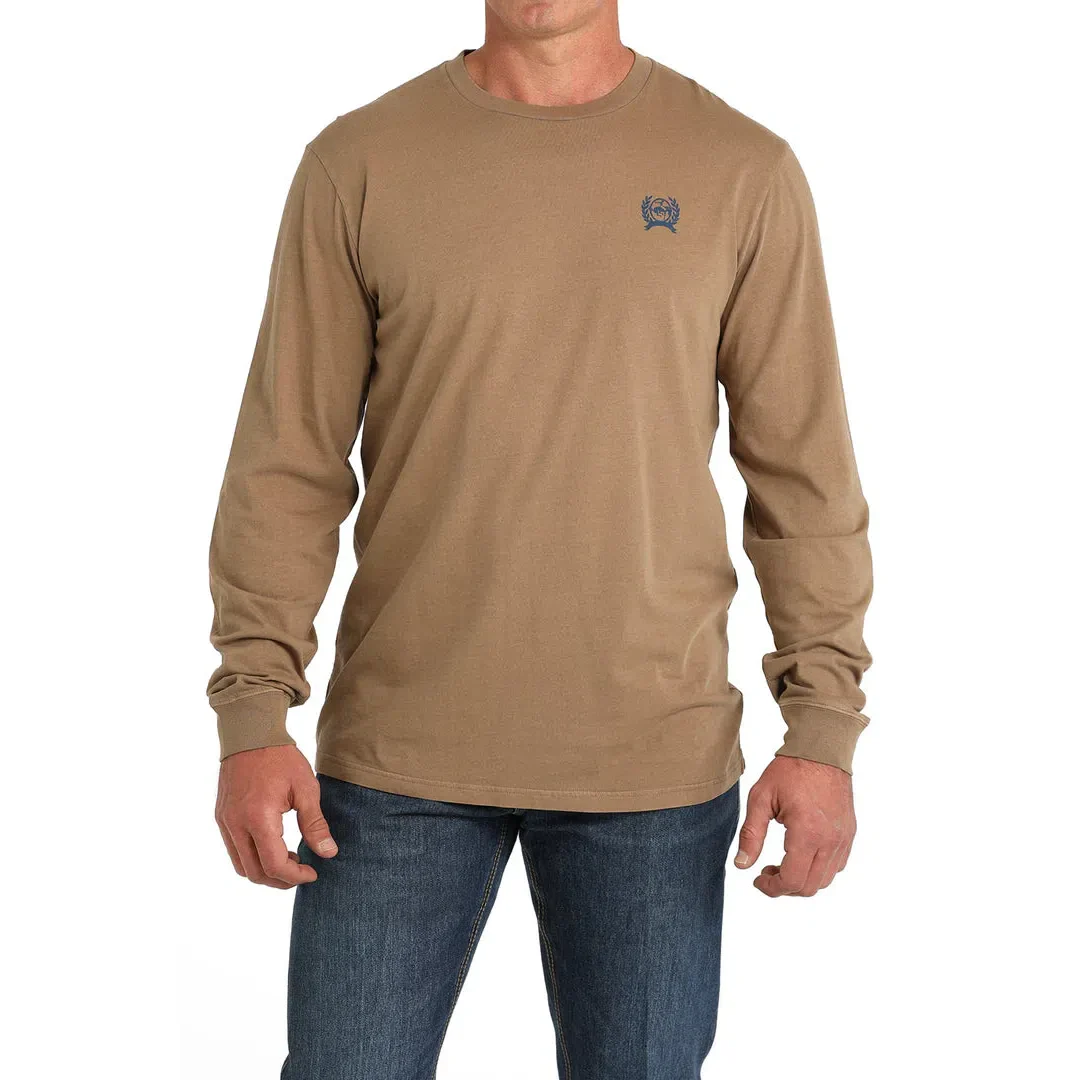Cinch Men's Long Sleeve Ranchin Ain't Easy Tee Shirt- Khaki - Image 2