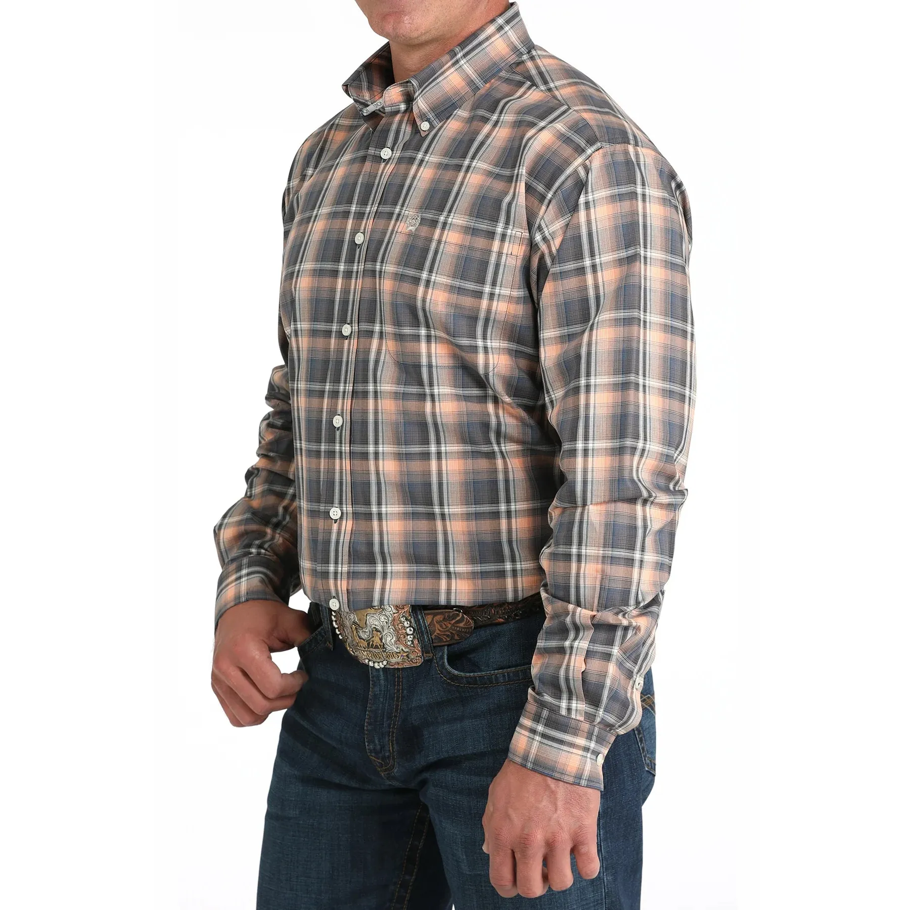 Cinch Men's Long Sleeve Western Plaid Print Shirt - Multi Colour - Image 3