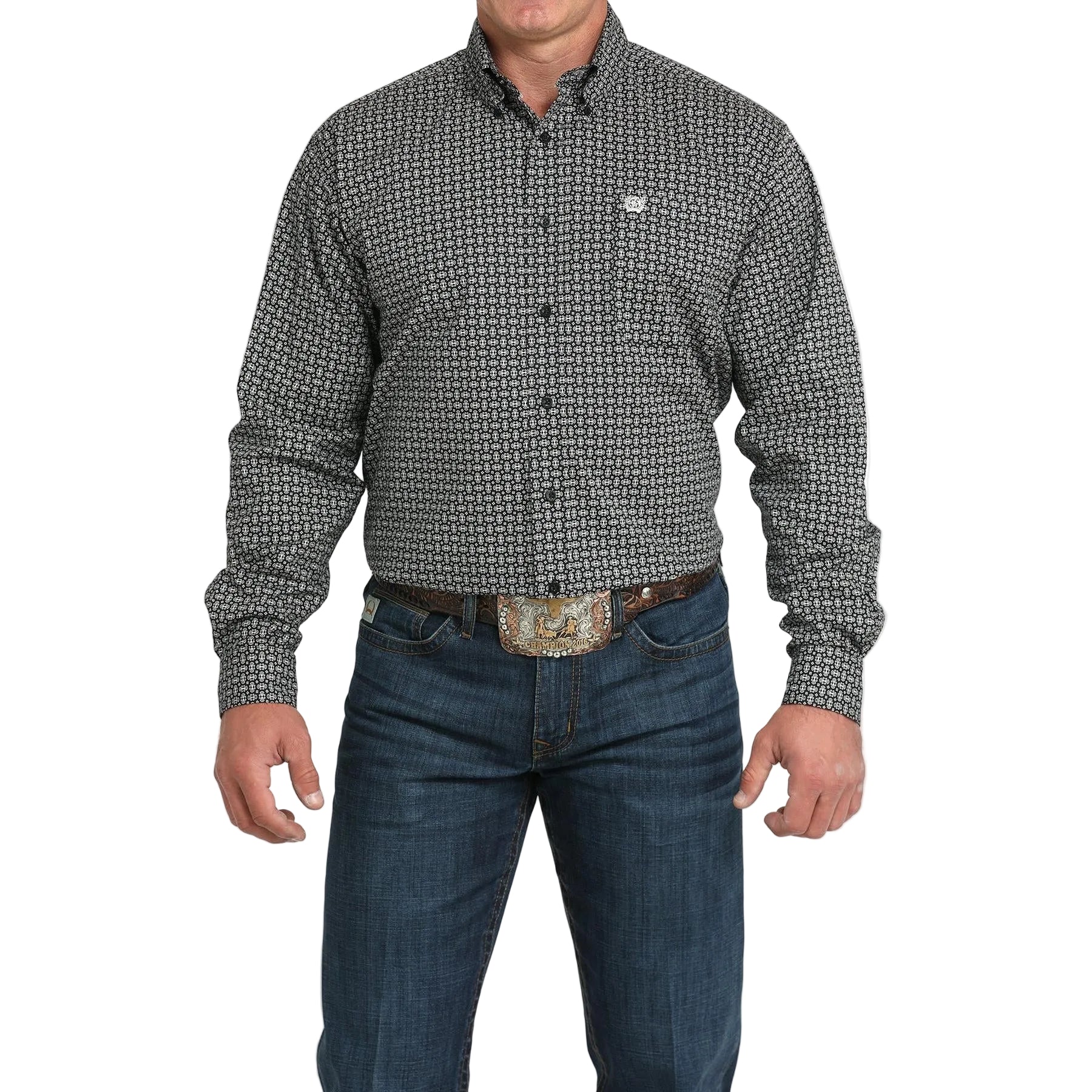 Cinch Men's Long Sleeve Western Print Shirt - Black