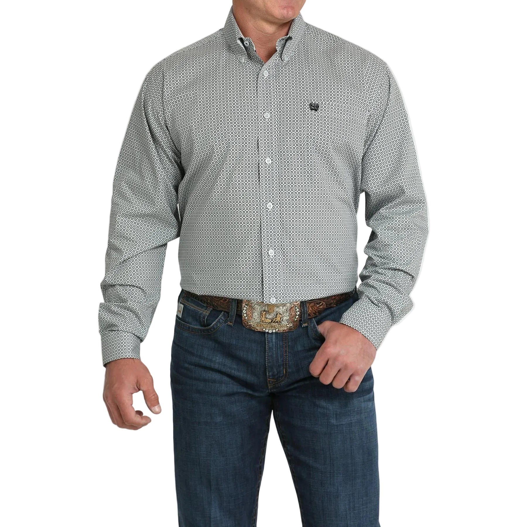 Cinch Men's Long Sleeve Western Print Shirt - Grey