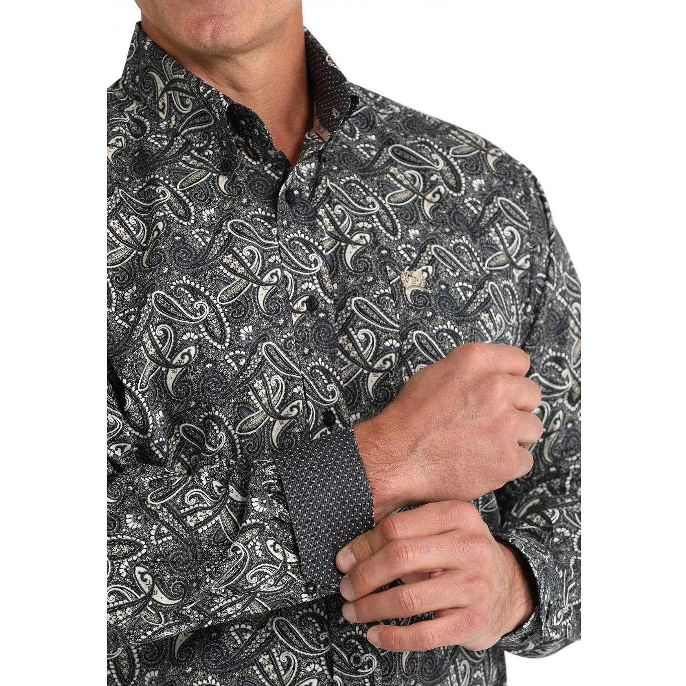 Cinch Men's Long Sleeve Western Shirt- Black - Image 2