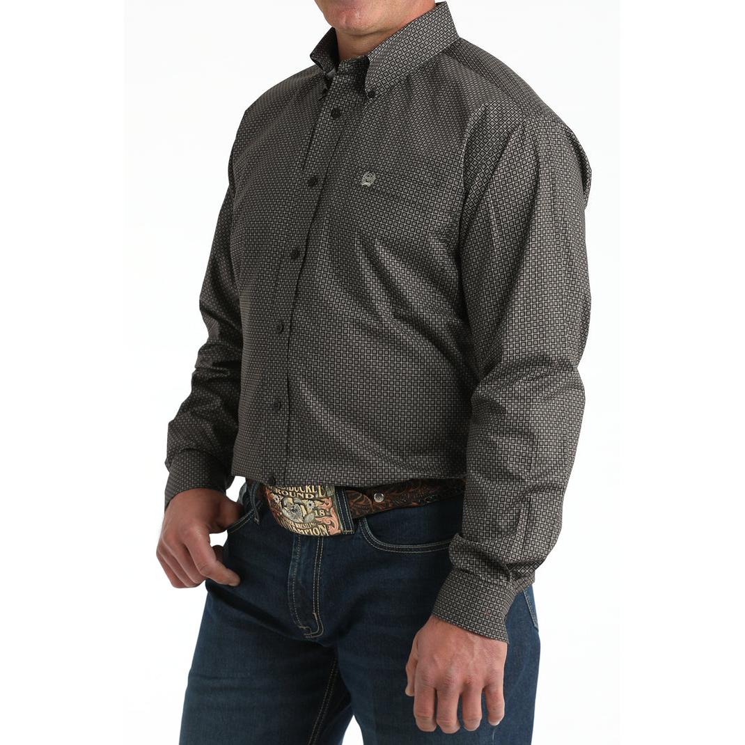 Cinch Men's Long Sleeve Western Shirt-Brown