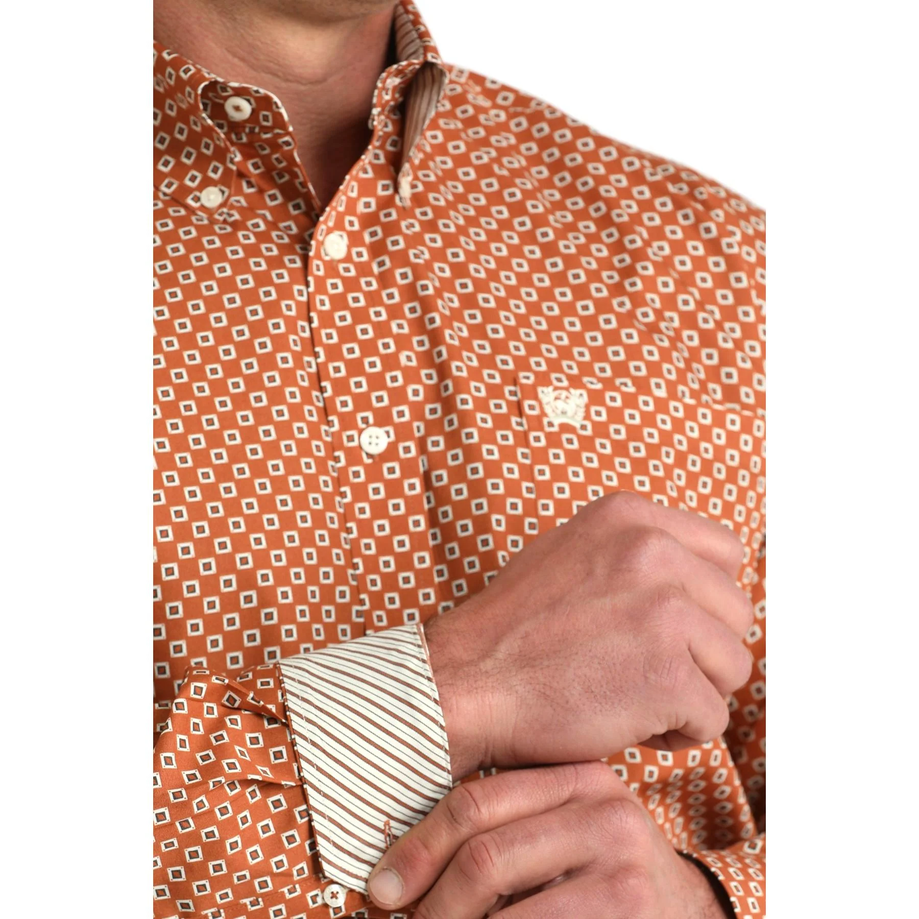 Cinch Men's Long Sleeve Geometric Western Shirt- Brown - Image 2