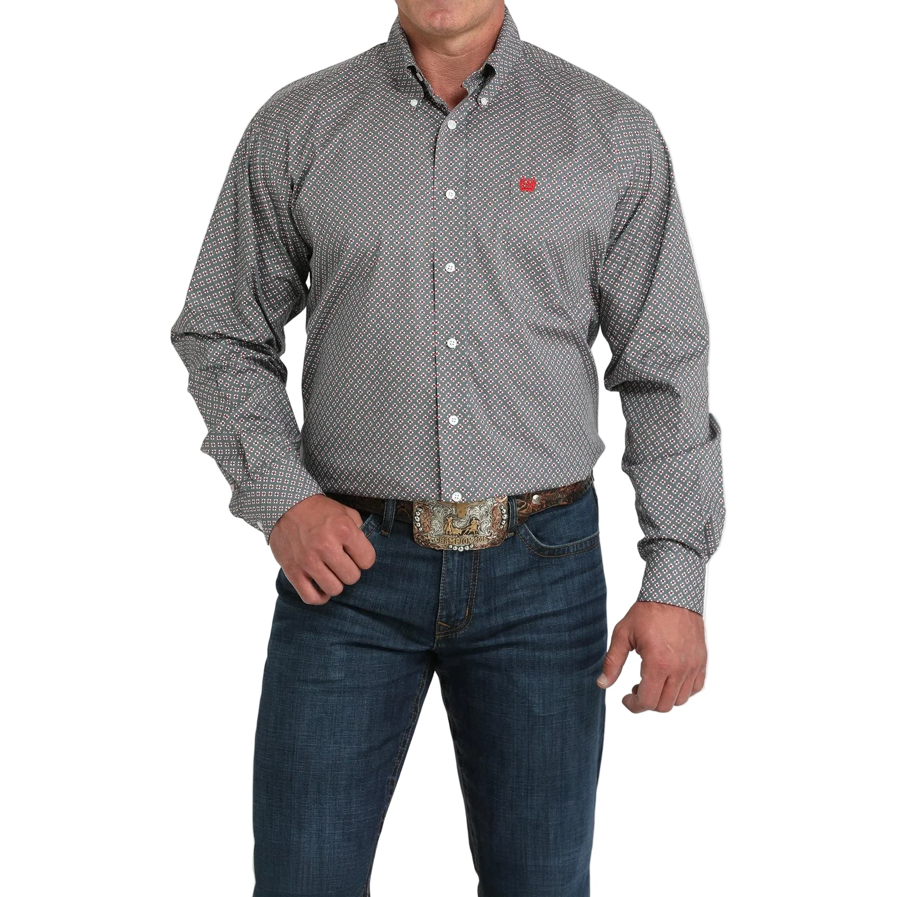 Cinch Mens Long Sleeve Western Shirt - Grey