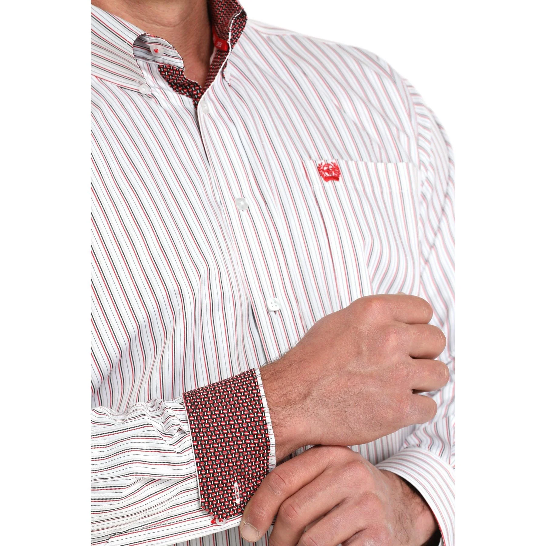 Cinch Men's Long Sleeve Western Stripe Shirt - White - Image 2