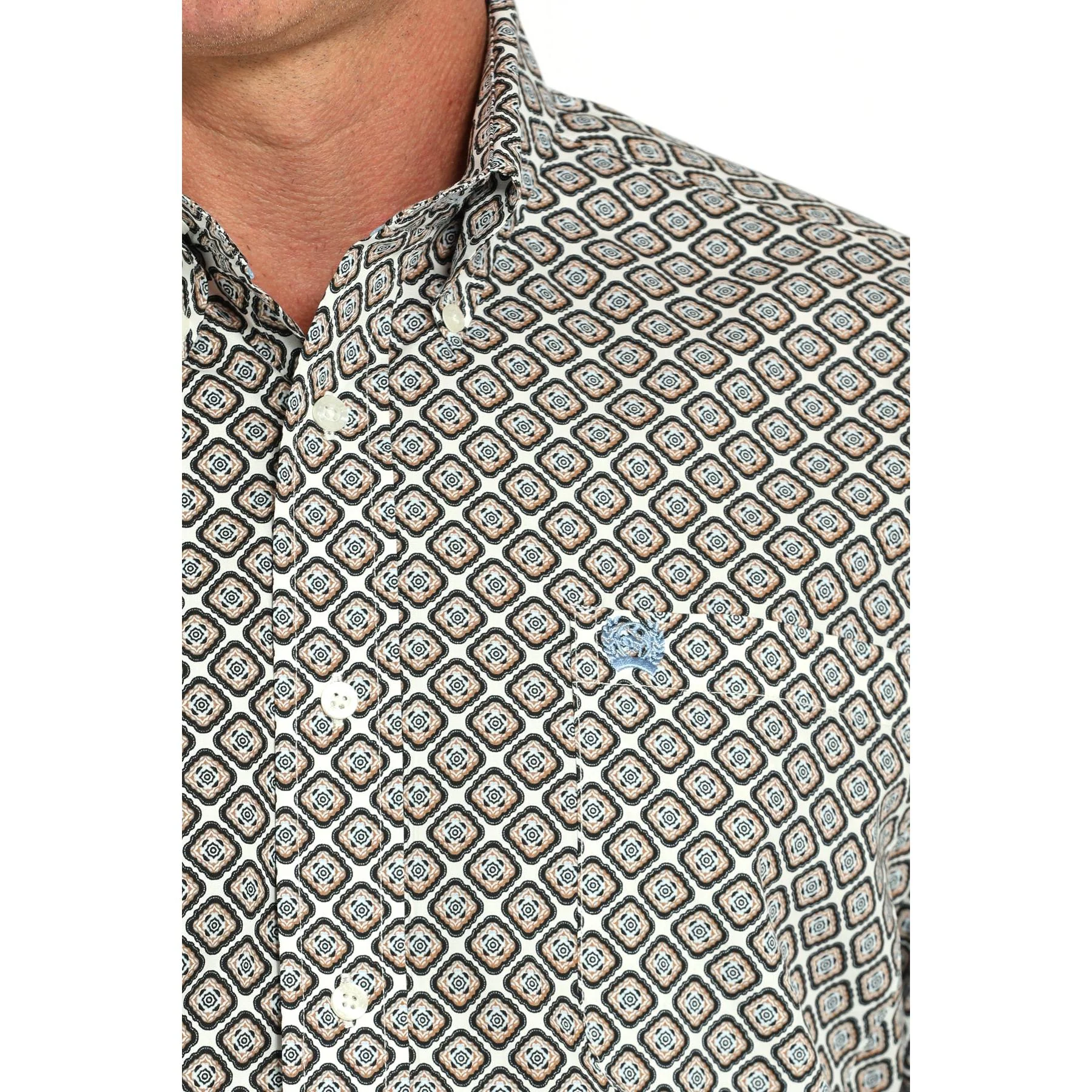 Cinch Men's Print Long Sleeve Print Shirt 725 - Cream - Image 2