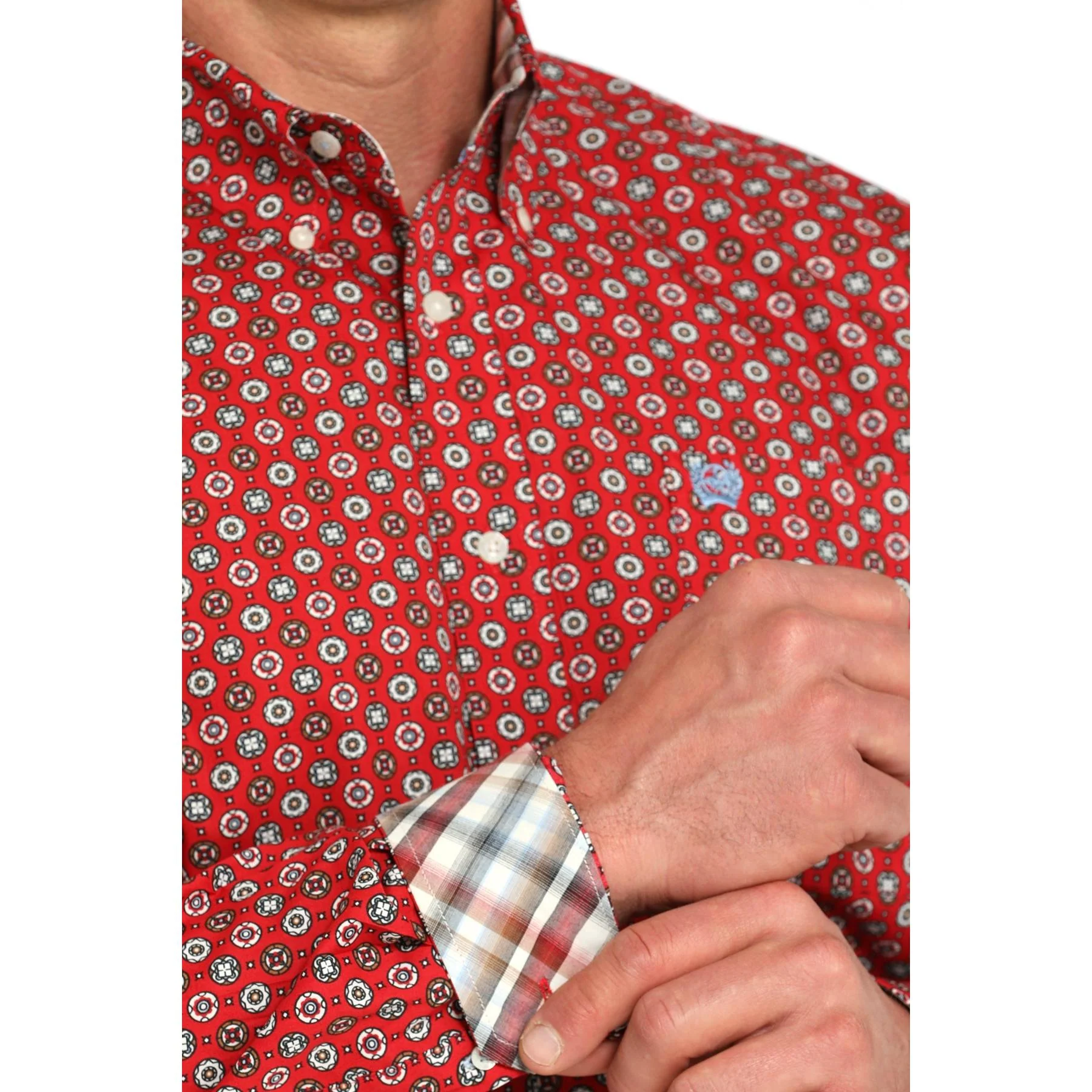 Cinch Men's Print Long Sleeve Print Shirt 725 - Red - Image 2