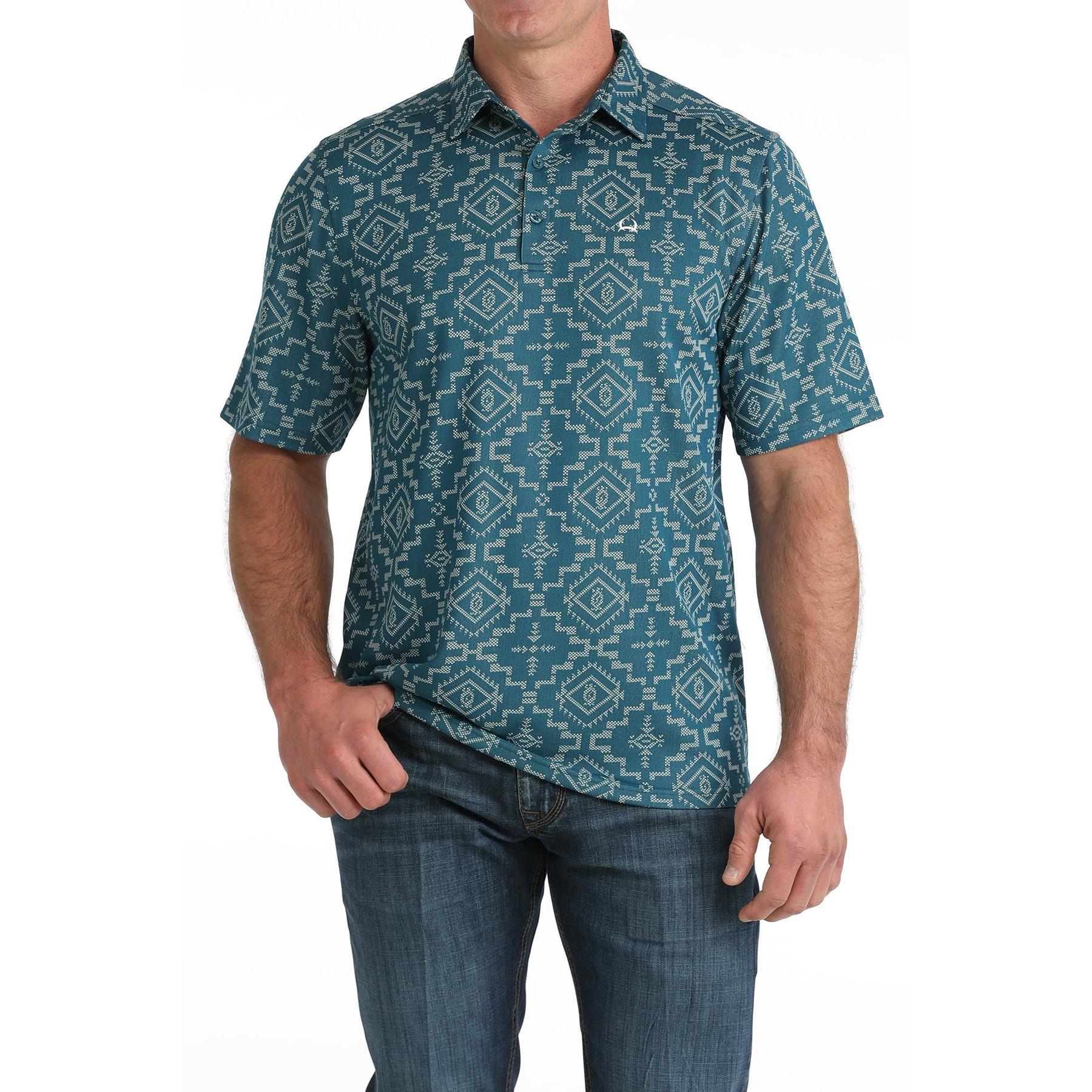 Cinch Men's Short Sleeve Arenaflex Polo- Blue