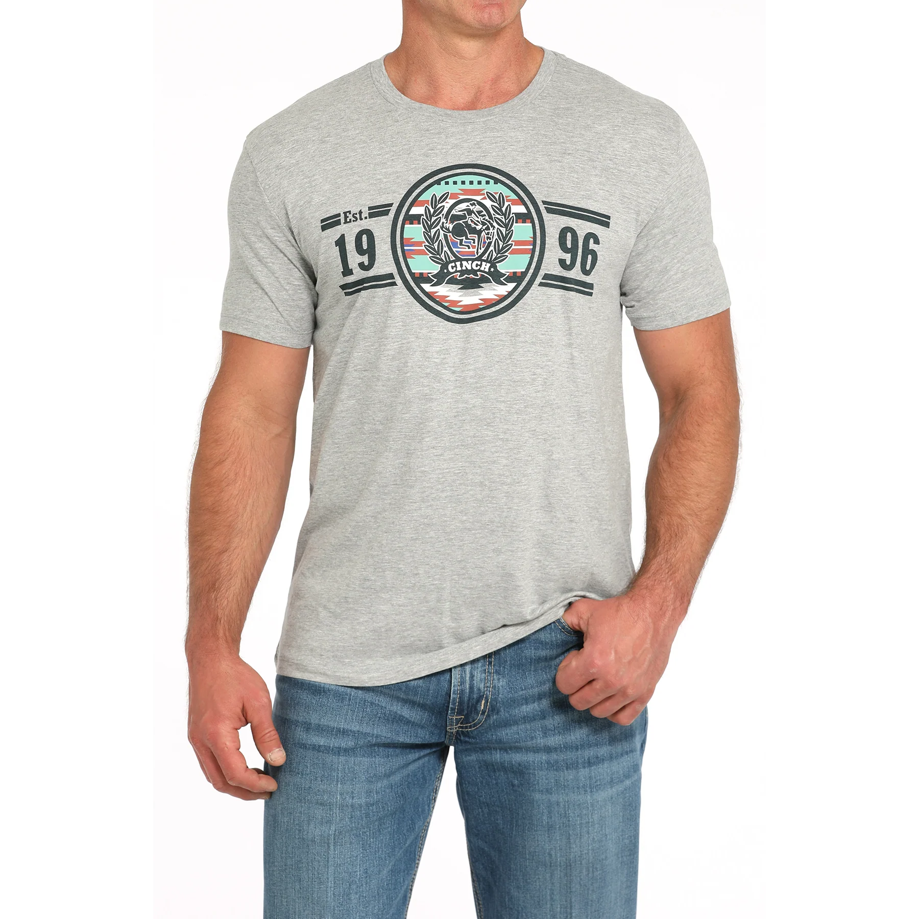 Cinch Men's Short Sleeve Graphic Tee Shirt- Grey