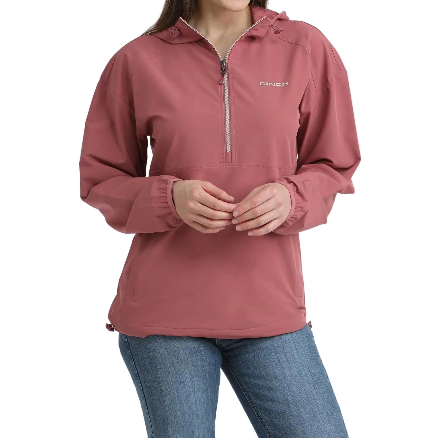 Cinch Women's Long Sleeve 1/2 Zip Pullover - Pink