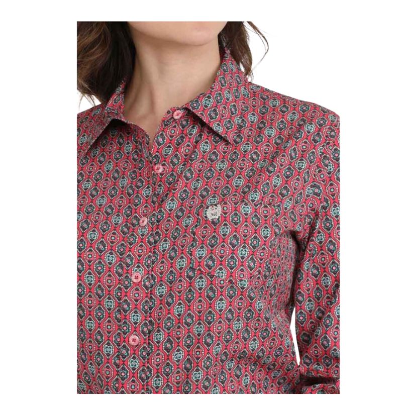 Cinch Women's Long Sleeve Arenaflex Shirt-Pink - Image 2