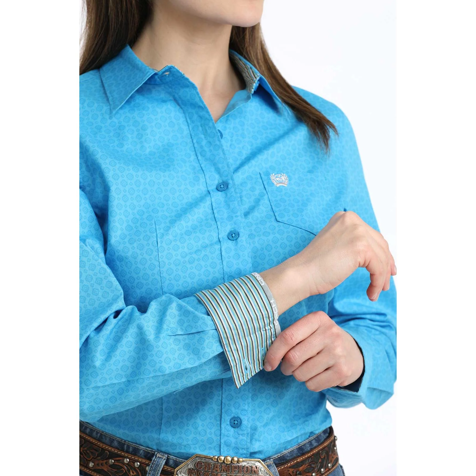 Cinch Women's Long Sleeve Print Shirt - Blue - Image 2