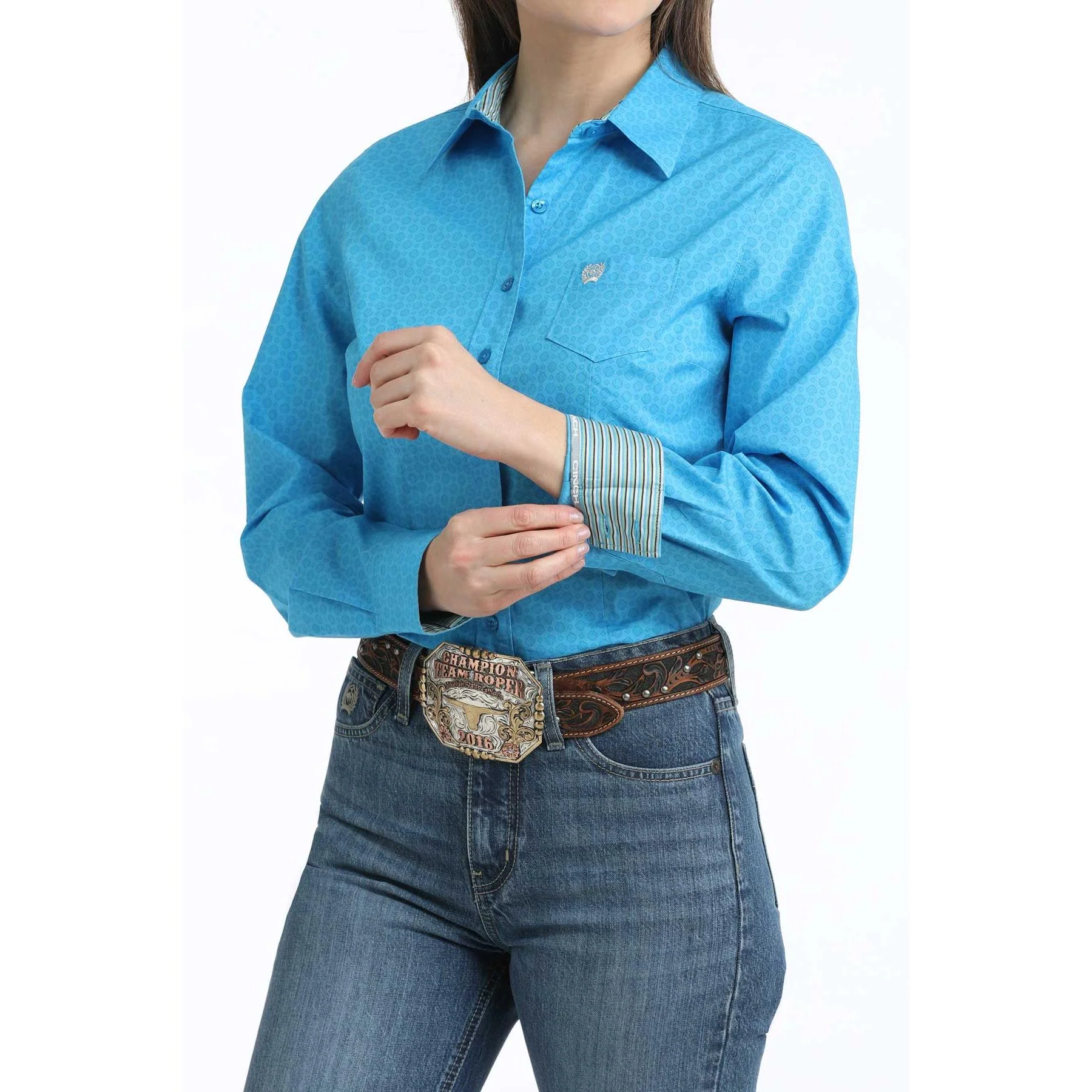 Cinch Women's Long Sleeve Print Shirt - Blue - Image 3