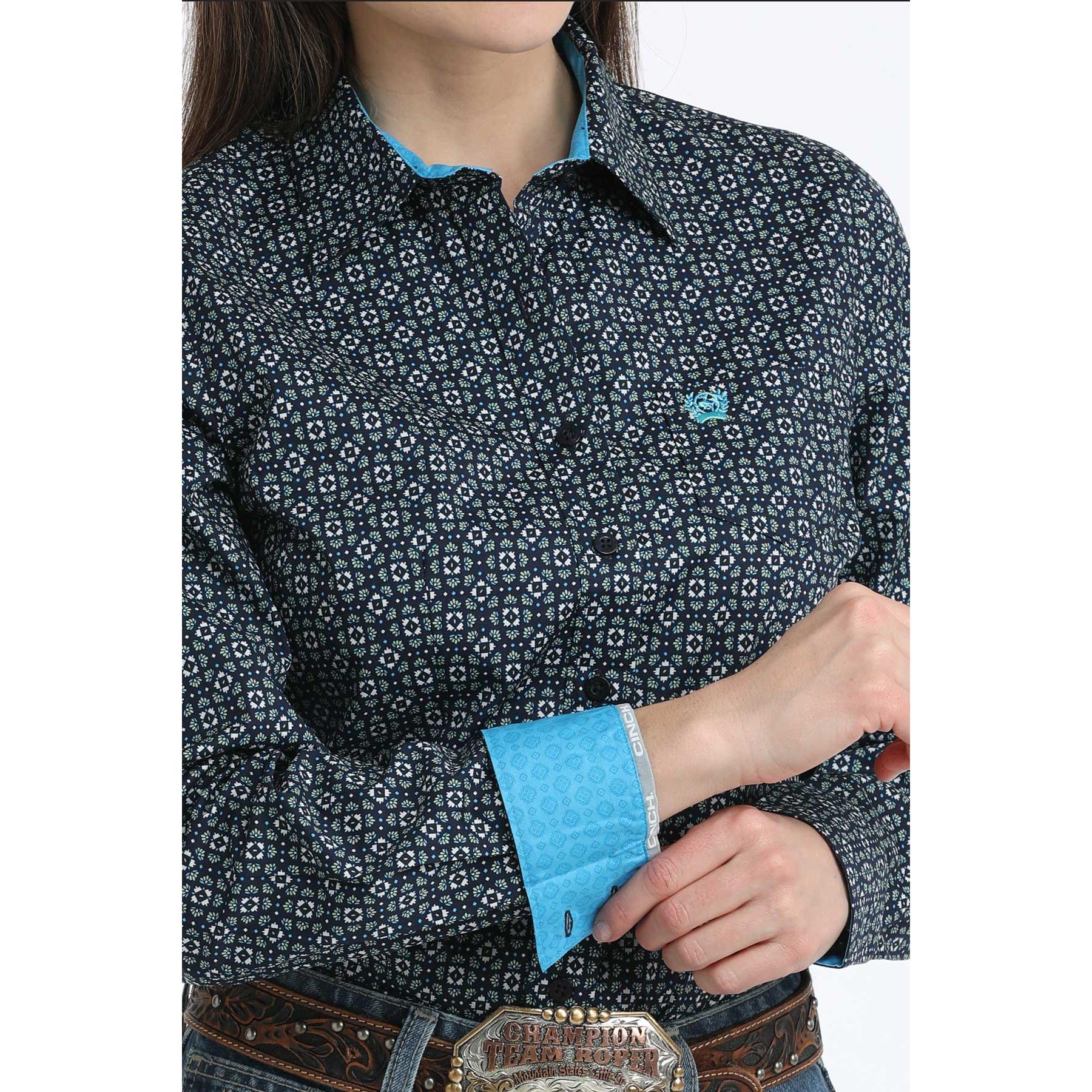 Cinch Women's Long Sleeve Print Shirt - Navy - Image 3
